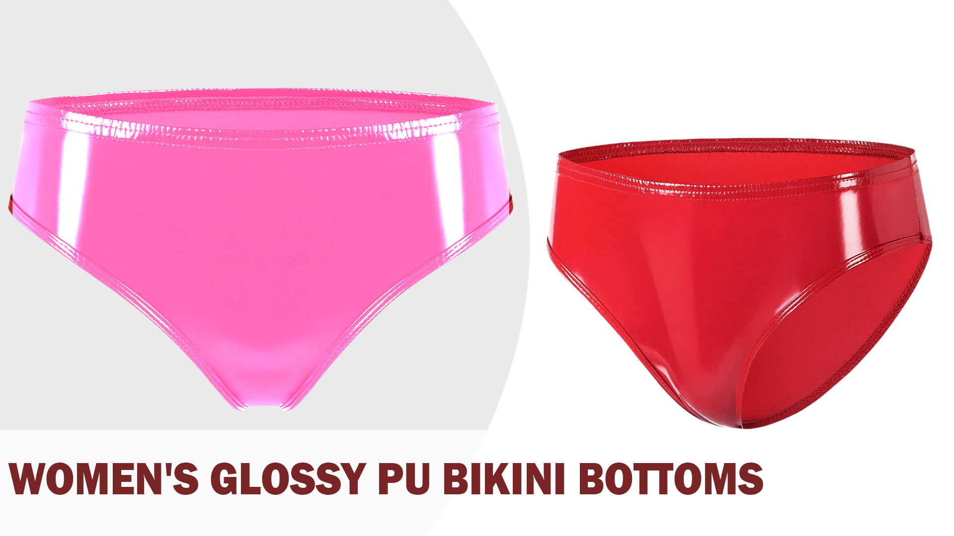 thumbnail video image 2 of Aivtalk Womens PU Leather Booty Shorts Shiny Metallic Panties Wet Look Brief Rave Bottom Stretchy High Cut Low Rise Bikini Panty for Festival Clubwear Dancing Pink 2XL, 2 of 7