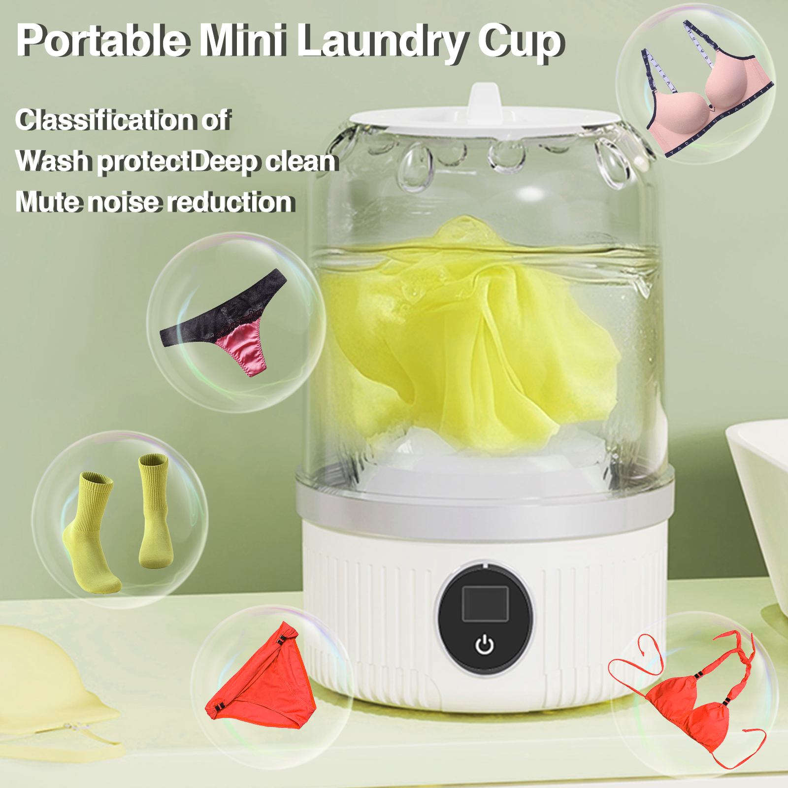 thumbnail video image 2 of Portable Mini Washing Machine USB Powered Compact Washer for Travel Camping RV Dorm Baby Clothes Underwear Socks, 2 of 10