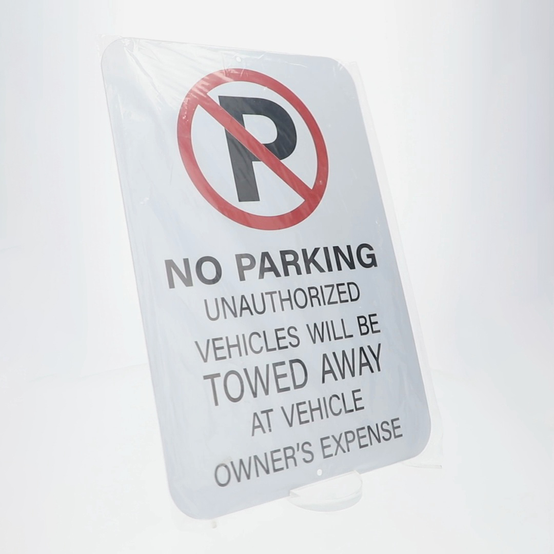 Pen+Gear No Parking Sign, 12x18 inches- Vibrant White/Red, Steel