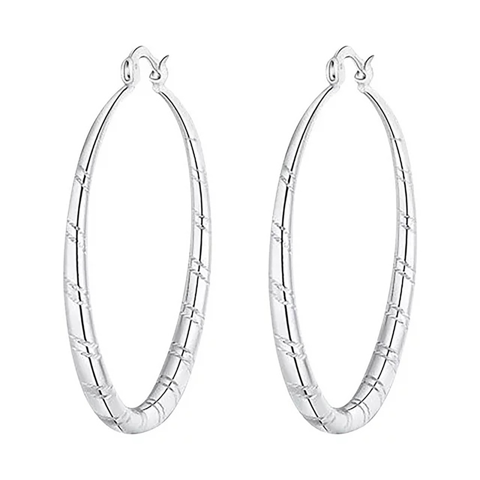 thumbnail video image 2 of Bradem Earrings, Saengthong Women Fashion 925 Sterling Solid Silver Ear Stud Hoop Earrings Wedding Jewelry, White 1 Pair of Earrings, Accessories , Lady Earrings, 2 of 7