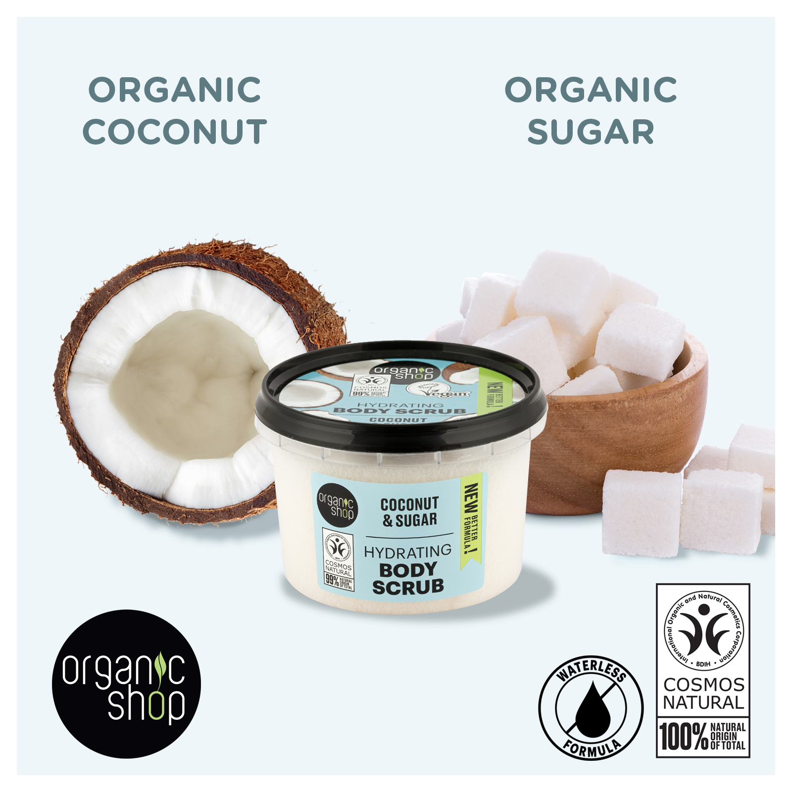 thumbnail video image 2 of Organic Shop Coconut and Sugar Hydrating Body Scrub 250 ml, 2 of 9