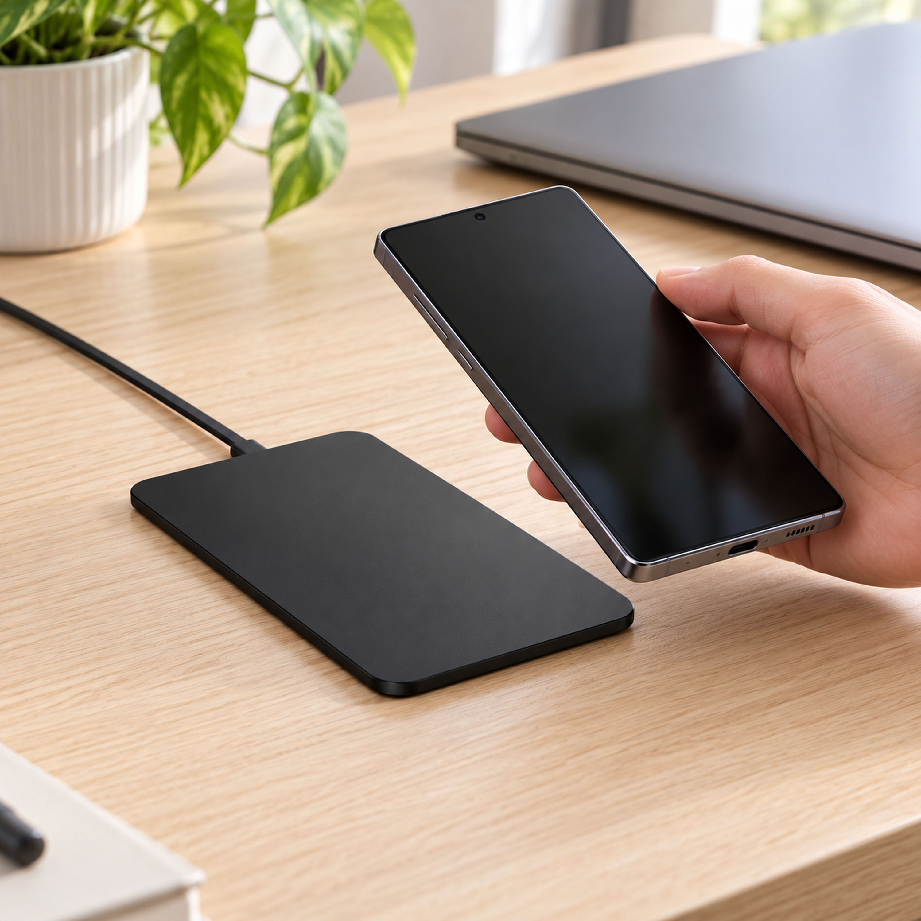 thumbnail video image 2 of It's Just Smart 15W Ultra Slim Wireless Charger, Fast Universal Wireless Charging Pad for iPhone, Samsung & All Qi Enabled Devices, Black, 2 of 12