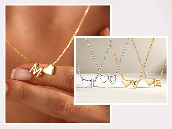 thumbnail video image 2 of ChicSilver Heart Initial Necklace Sterling Silver A-Z Letter Necklaces for Women Birthday Gifts For Her, 2 of 8