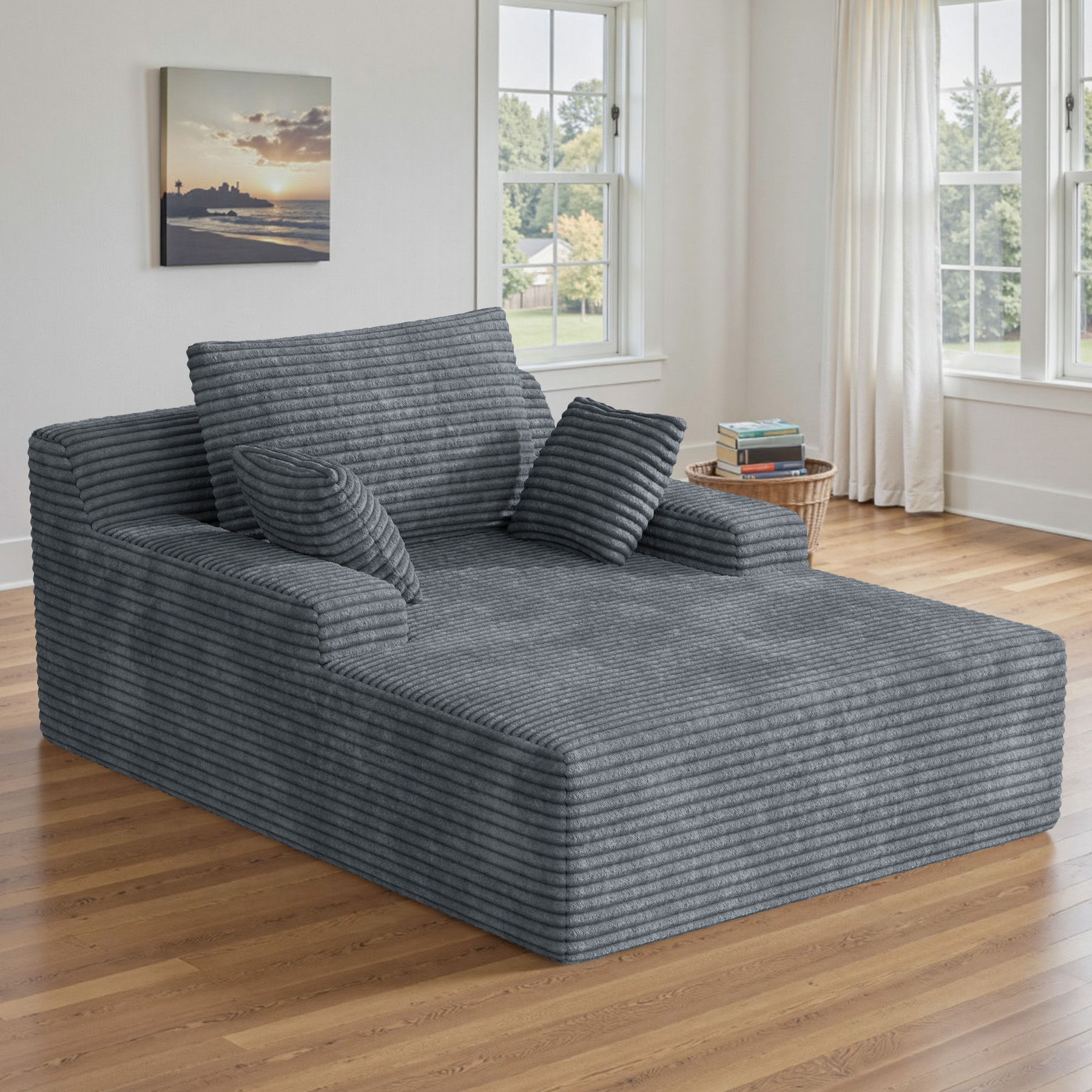 thumbnail video image 2 of Daluvenix 68'' Oversized Chaise Lounge Chair, Cloud Sofas Couches, Modern Deep Seat Sleeper Couch with Pillows, Dark Gray, 2 of 8