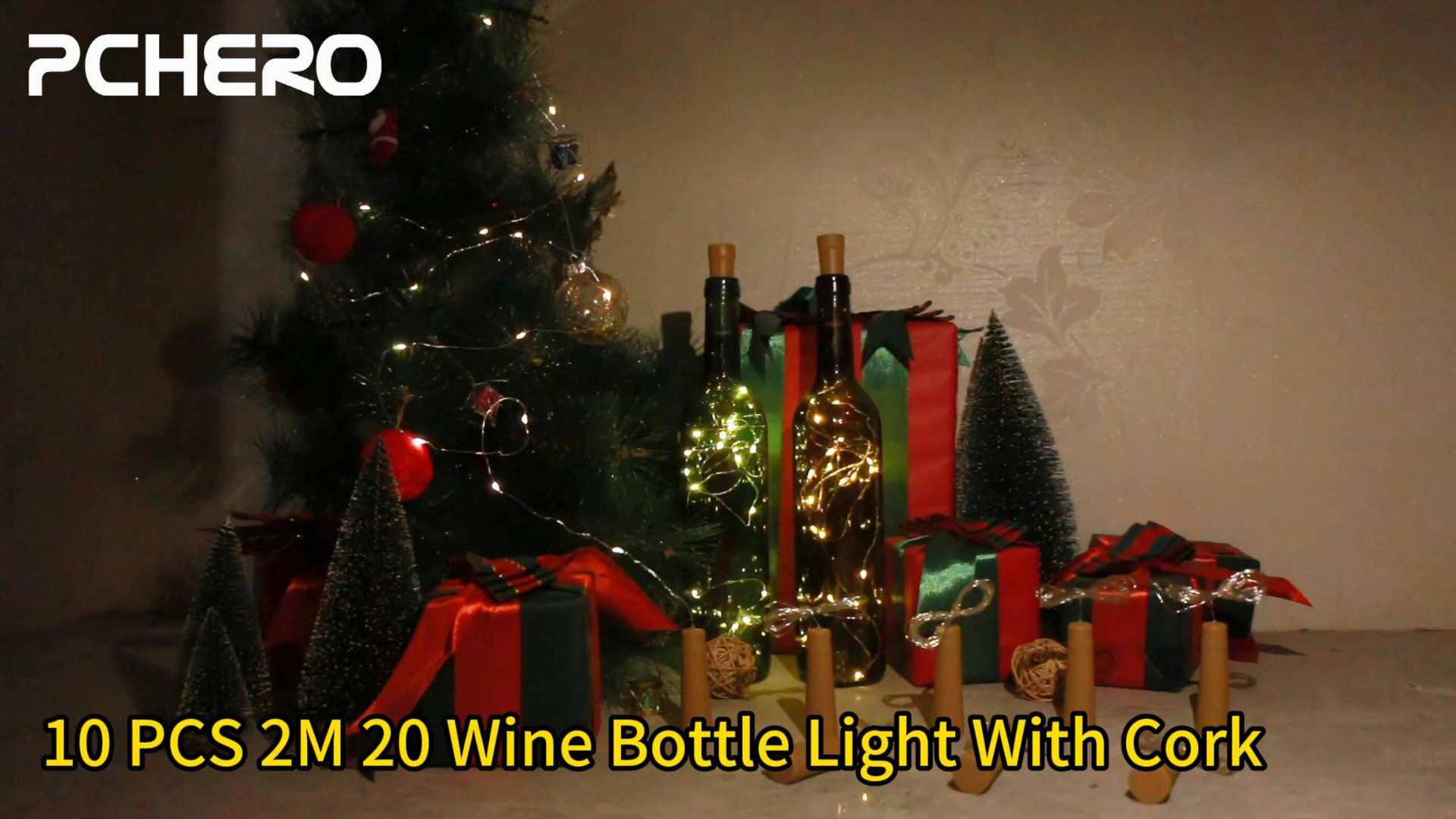 thumbnail video image 2 of PChero 10 Pack Wine Bottle Lights with Cork & Remote, 6.6ft 20 LED Cork Lights Battery Operated, Waterproof Mini Fairy Lights for Liquor Bottles DIY Wedding Party Bar Christmas Décor, Warm White, 2 of 11