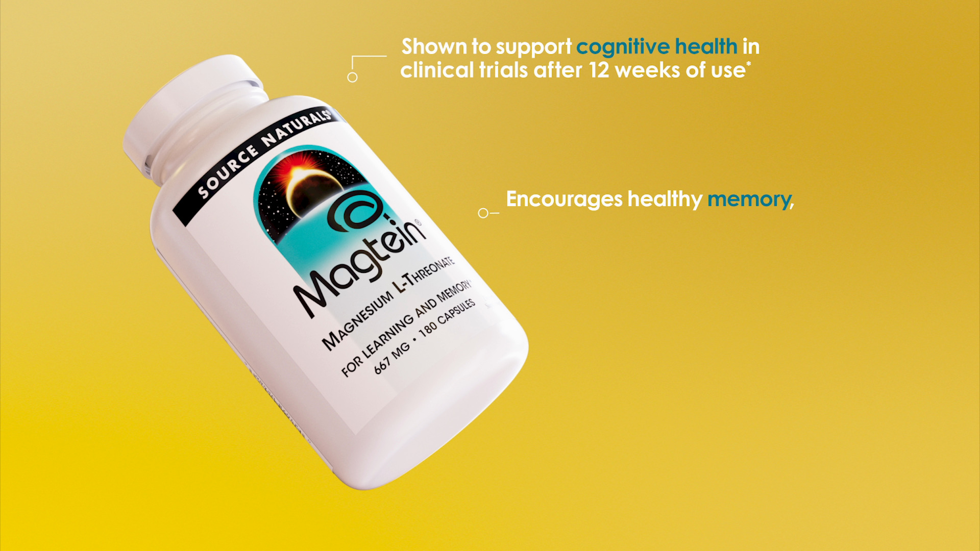 thumbnail video image 2 of Source Naturals Magtein Magnesium L-Threonate Cognitive and Sleep Support 667mg, 90 Capsules, 2 of 7
