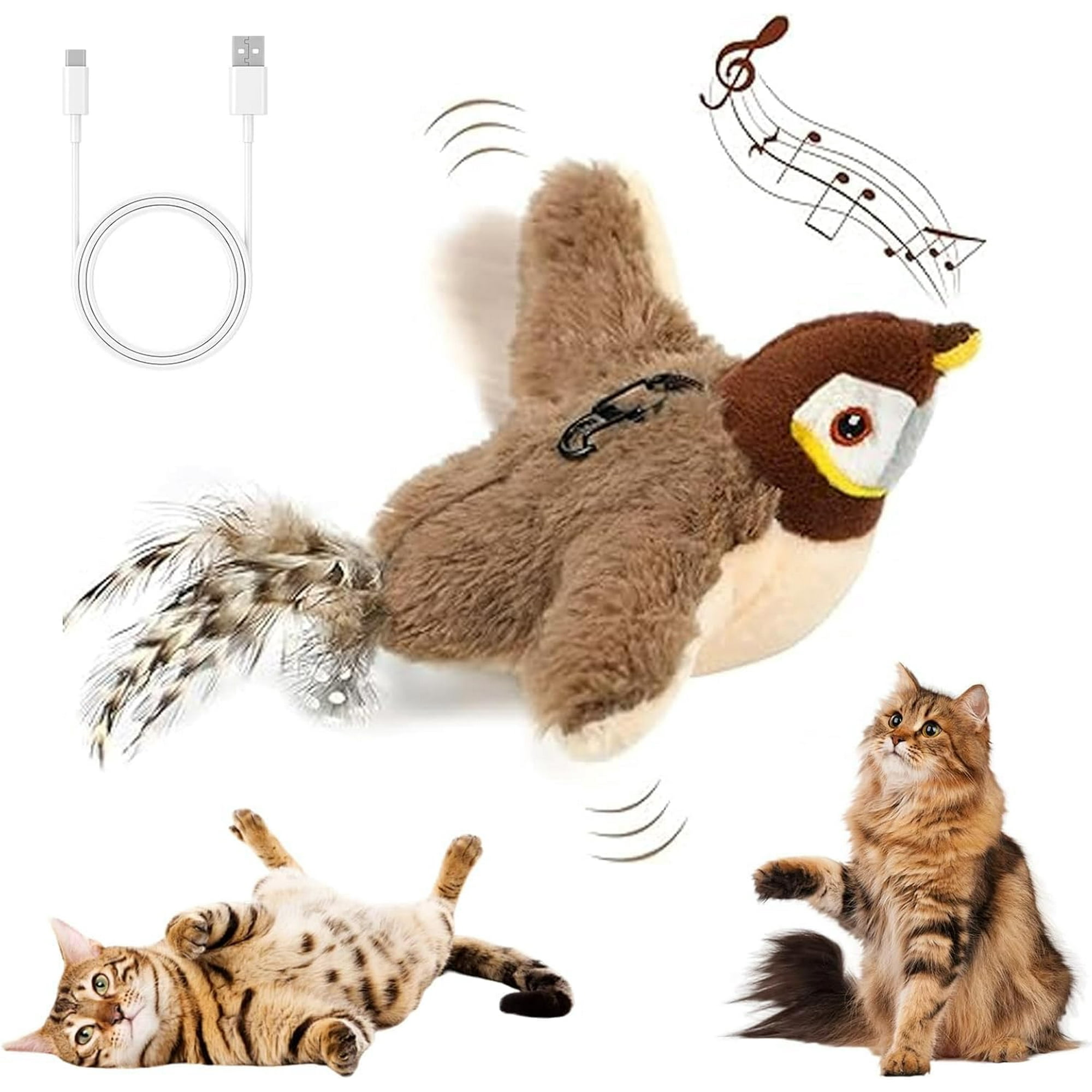 thumbnail video image 2 of Cat toys,cat toys interactive,2026 Upgrade Interactive Chirping Bird with Flapping Wings,Rechargeable Toy for Indoor Cats,interactive cat toys for indoor cats,flying bird cat toy,Silver 1, 2 of 10