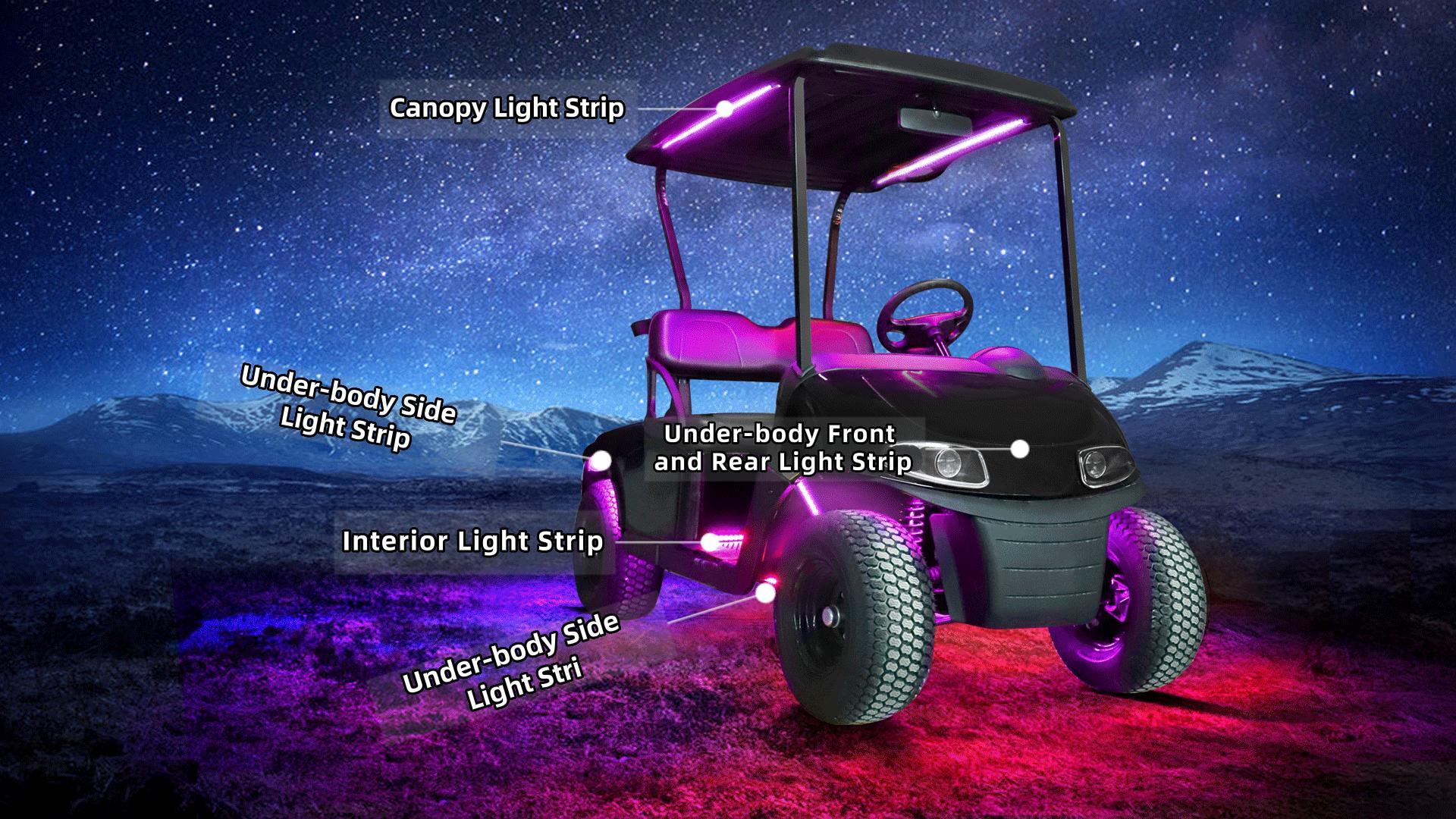 thumbnail video image 2 of Roykaw Golf Cart LED Light Strips for EZGO Yamaha Club Car, 14 Pcs, for Christmas Halloween Party, 2 of 9