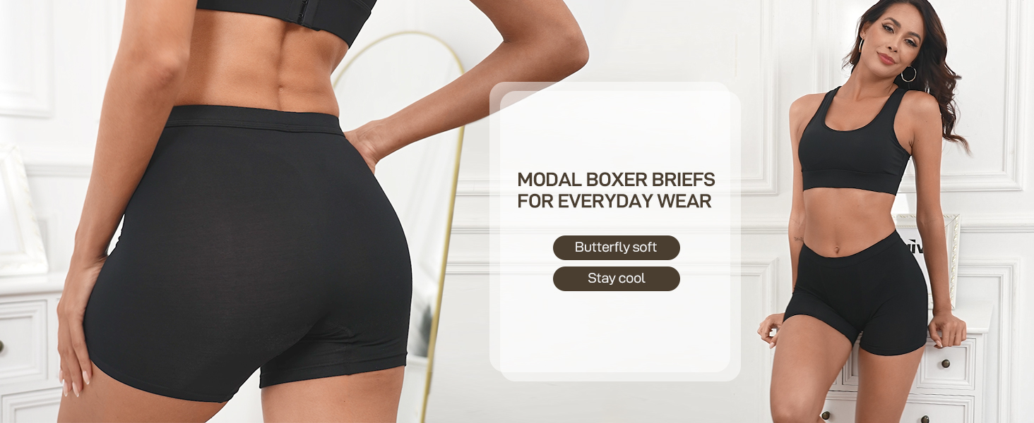 thumbnail video image 2 of wirarpa Women's Boyshorts Underwear Anti-chafing Modal Boxer Briefs 4 Pack Multicolor 3X-Large, 2 of 6