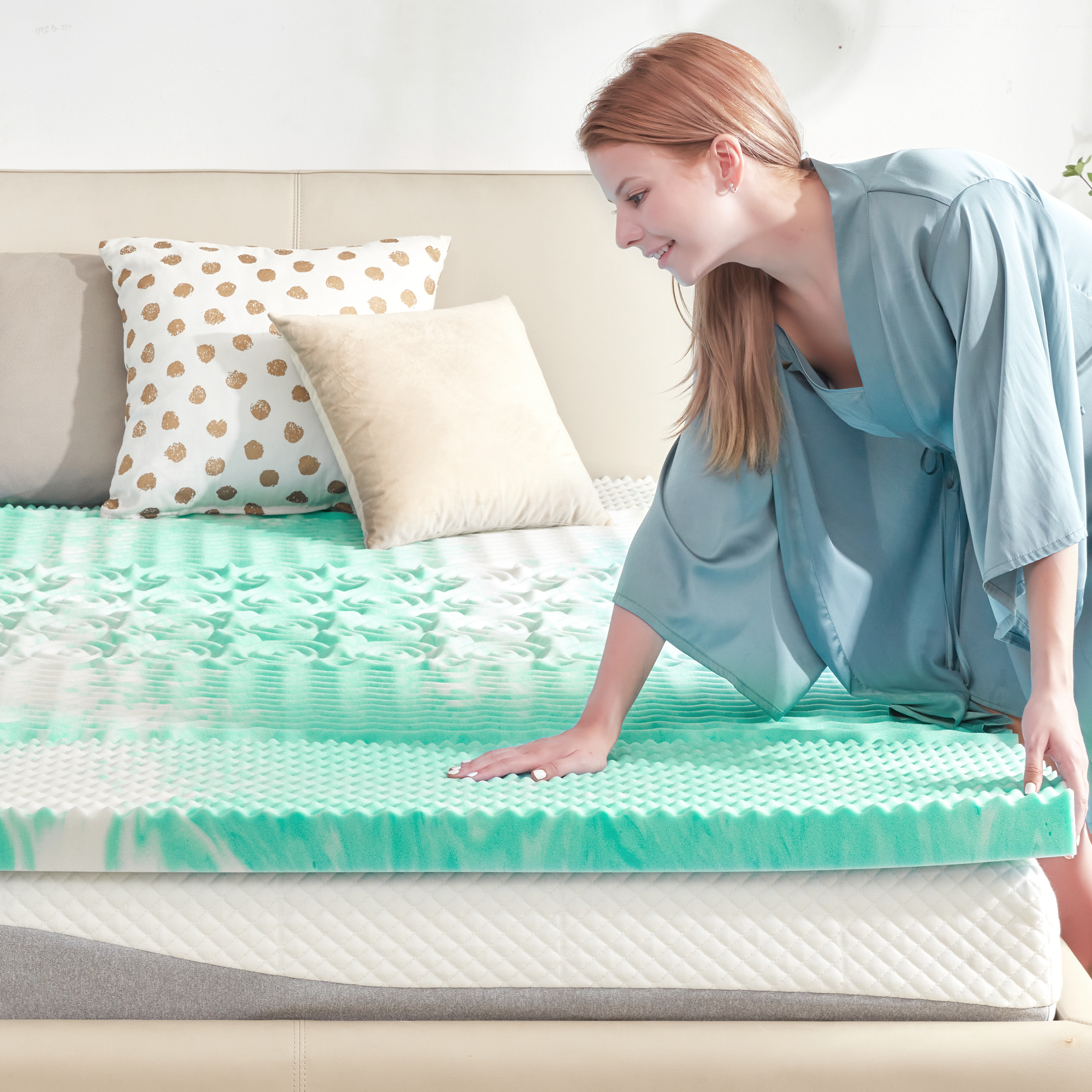 thumbnail video image 2 of BDEUS 2 inch Mattress Topper, Cooling Gel Memory Foam Zoned Support Bed Topper for Pressure Relief, Twin, 2 of 12