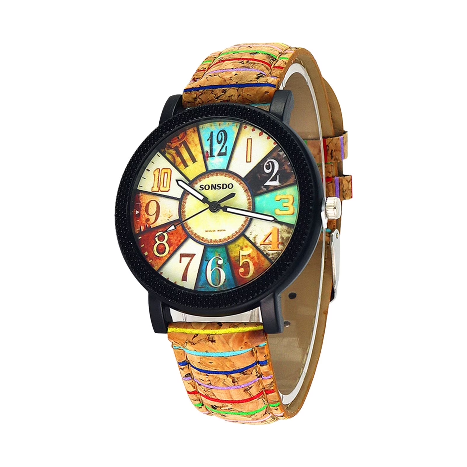 thumbnail video image 2 of TIHLMK New Vintage Quartz Watches for Women Casual Watches with Multicolour Pattern Leather Band Women's Gifts Valentine's Day Gift, 2 of 6