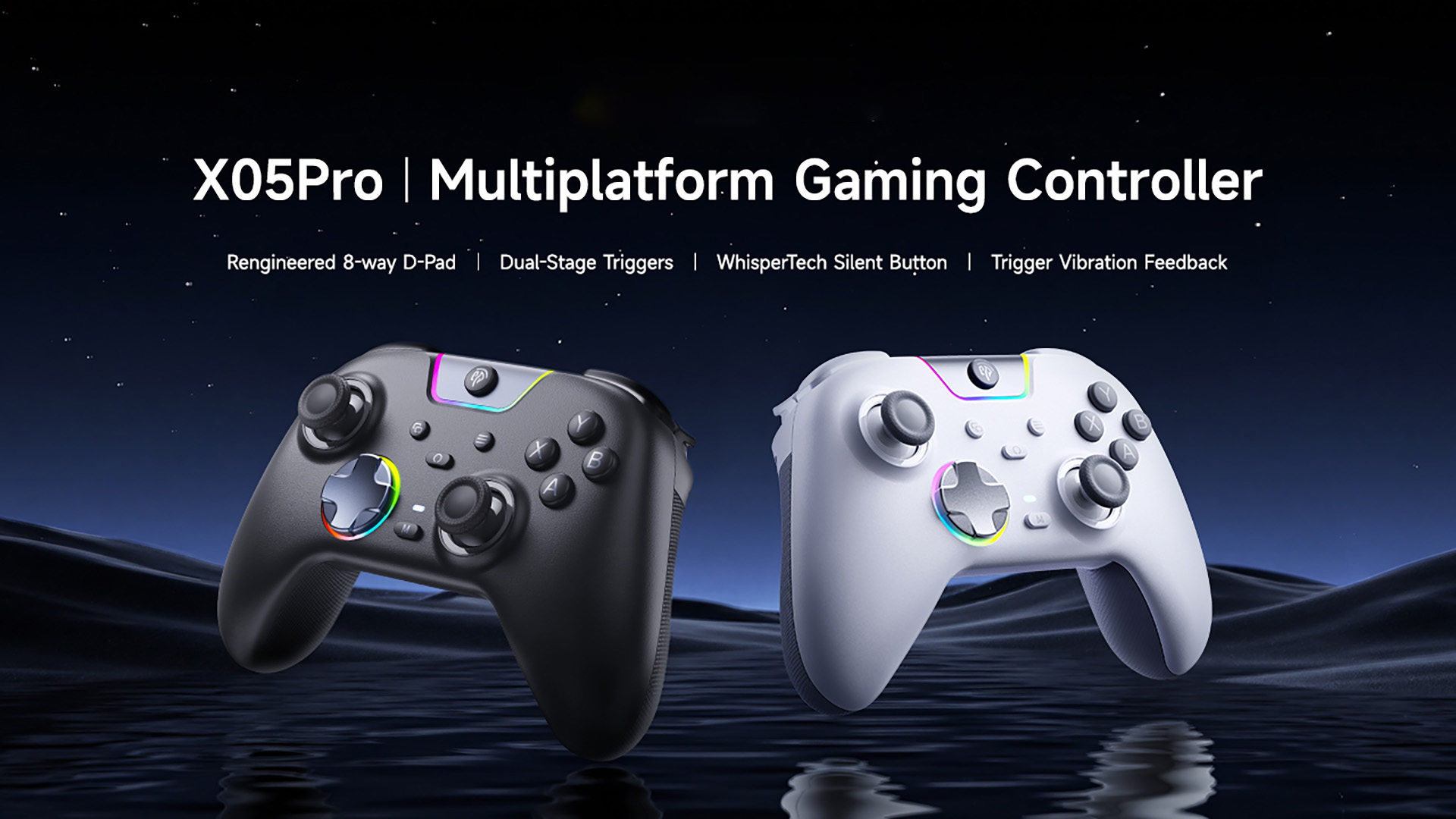 thumbnail video image 2 of QUCOPRE Wireless PC Gaming Controller for PC/Android/iOS/Switch/Switch 2/Steam, Bluetooth Controller with Noise-Canceling Buttons,Dual-Stage Triggers,8 Way D-pad,4 Vibration Motors, 2 of 14