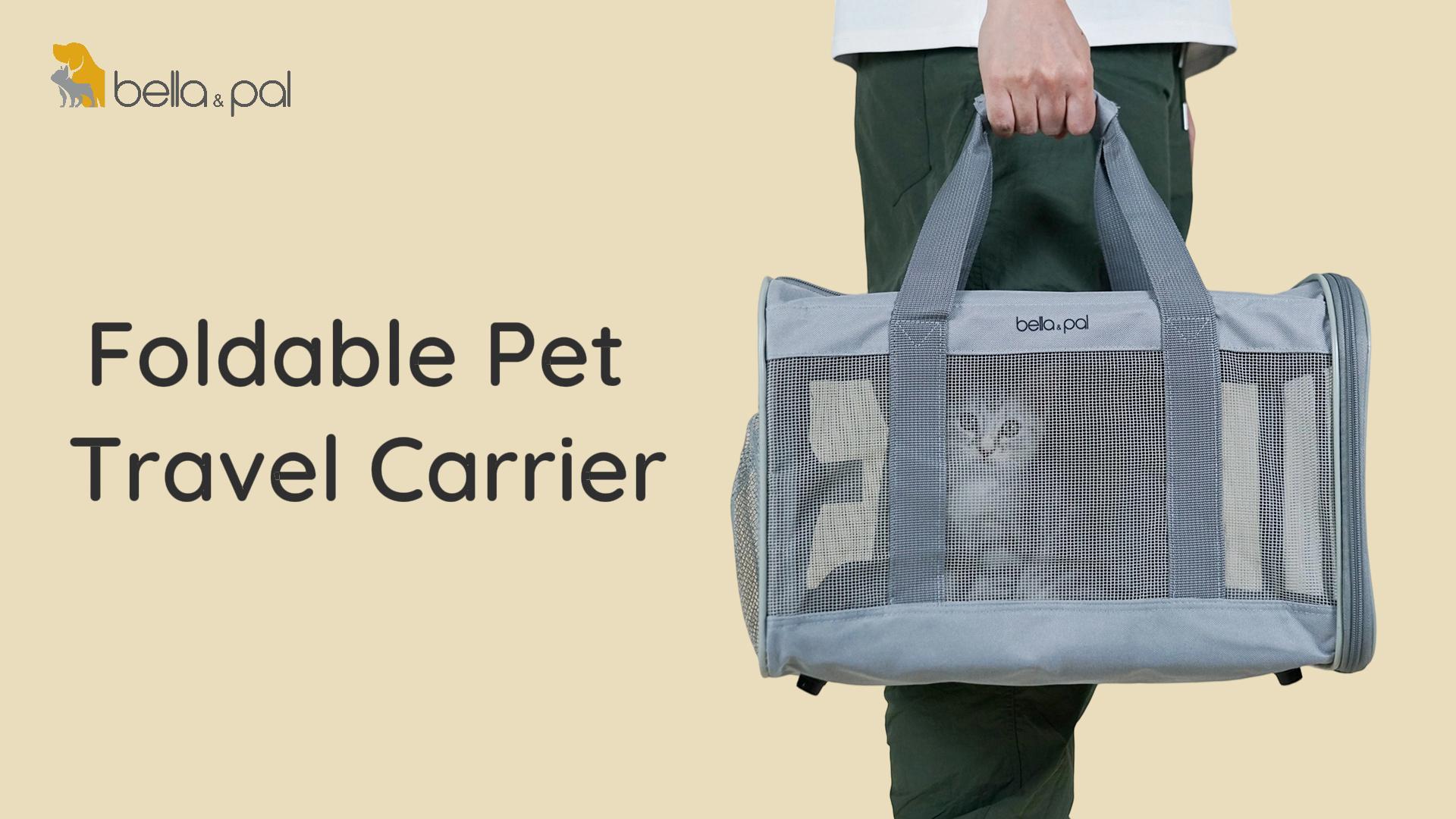 thumbnail video image 2 of BELLA & PAL Cat Carrier Travel Bag, Airline Approved Lightweight,Soft Sided Pet Carrier for Puppy Dogs up to 18lbs,Collapsible Soft Sided Travel Carrier,Gray, 2 of 9