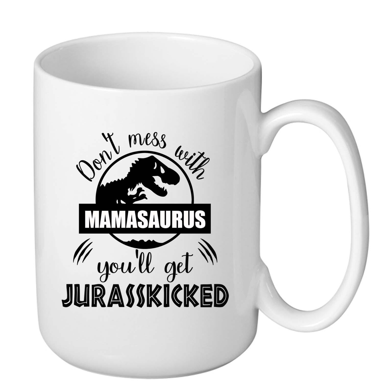 thumbnail video image 2 of Don’t Mess with Mamasaurus Mug - 15 Oz Funny Mom Gift, Mother’s Day & Birthday Present from Daughter or Son, 2 of 7