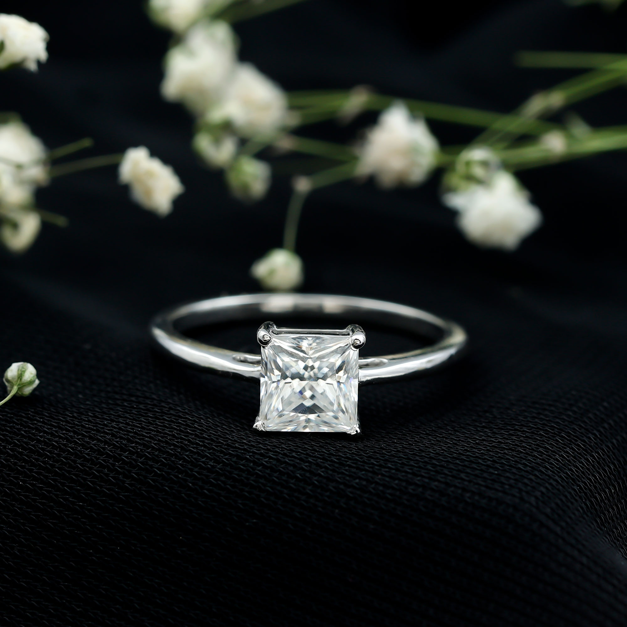 thumbnail video image 2 of Rosec Jewels Lab Created Diamond Solitaire Ring - 1 ct Diamond Ring Princess Cut (6mm, Ef-Vs Quality) - Ready to Gift, 18K White Gold, US 10.50, 2 of 9