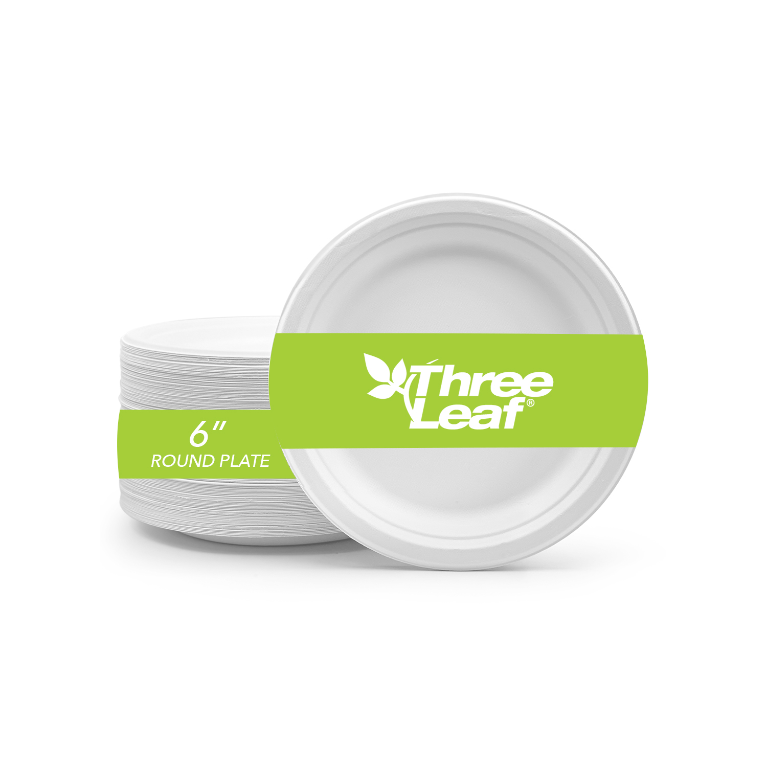 thumbnail video image 2 of Three Leaf 6" Bagasse Round Disposable Plates 50 Ct Heavy-Duty Eco-Friendly Biodegradable Compostable White Sugarcane Plates for Parties Catering BBQ and Events, 2 of 7