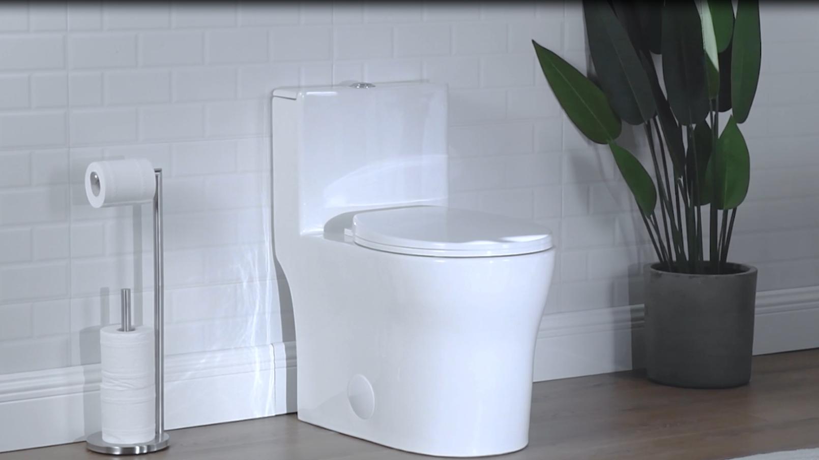thumbnail video image 2 of Casta Diva Round Toilet White 1-Piece Toilet for Small Bathrooms, Power Dual Flush and MAP 1000g (Seat Included), 12'' Rough-in, 2 of 13
