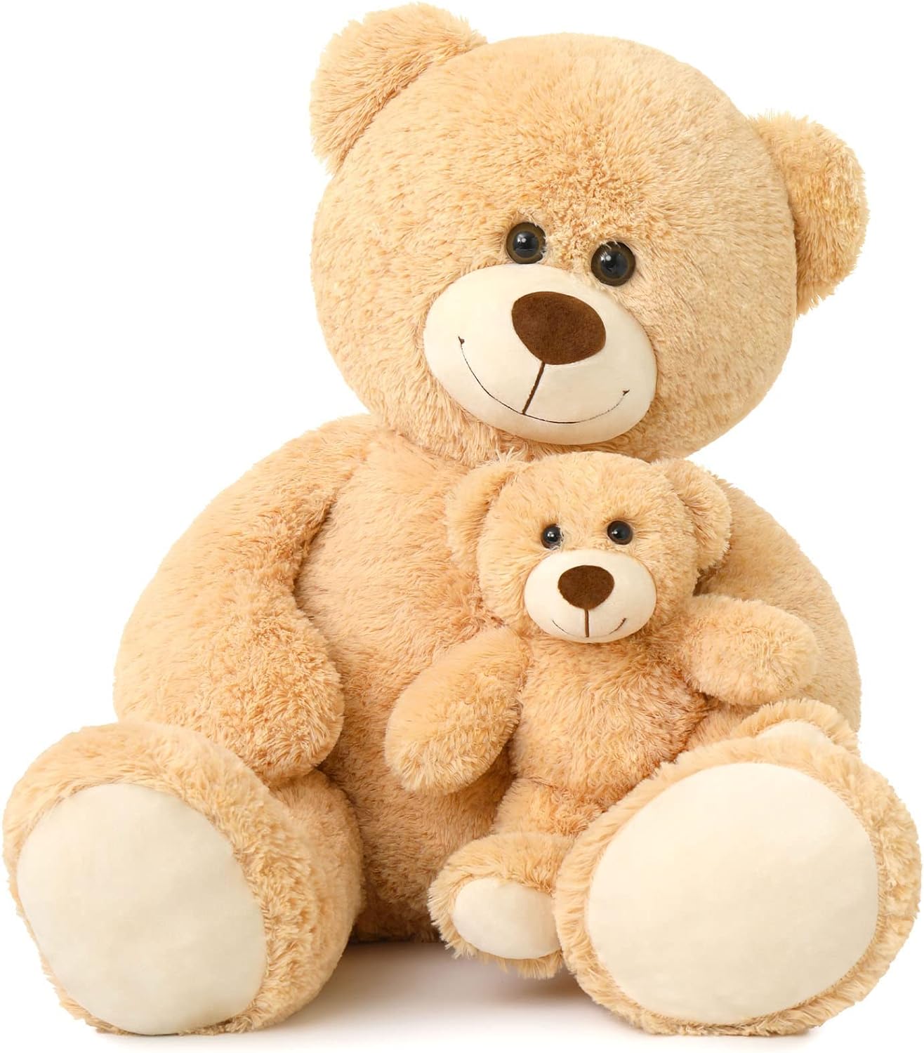 thumbnail video image 2 of MorisMos 39" Giant Teddy Bear Mommy and Baby Soft Plush Bear Stuffed Animal, 2 of 8