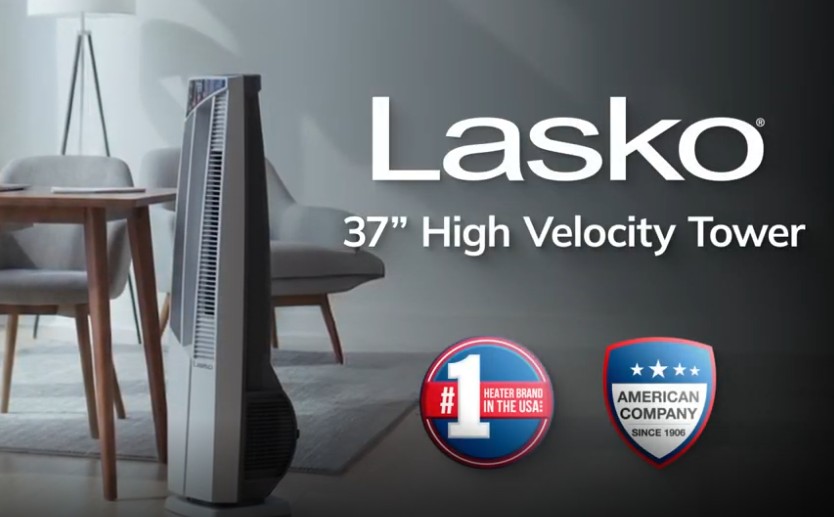 thumbnail video image 2 of Lasko 38" All Season High Velocity Fan and Ceramic Space Heater with Remote, White, FHV820, 2 of 13