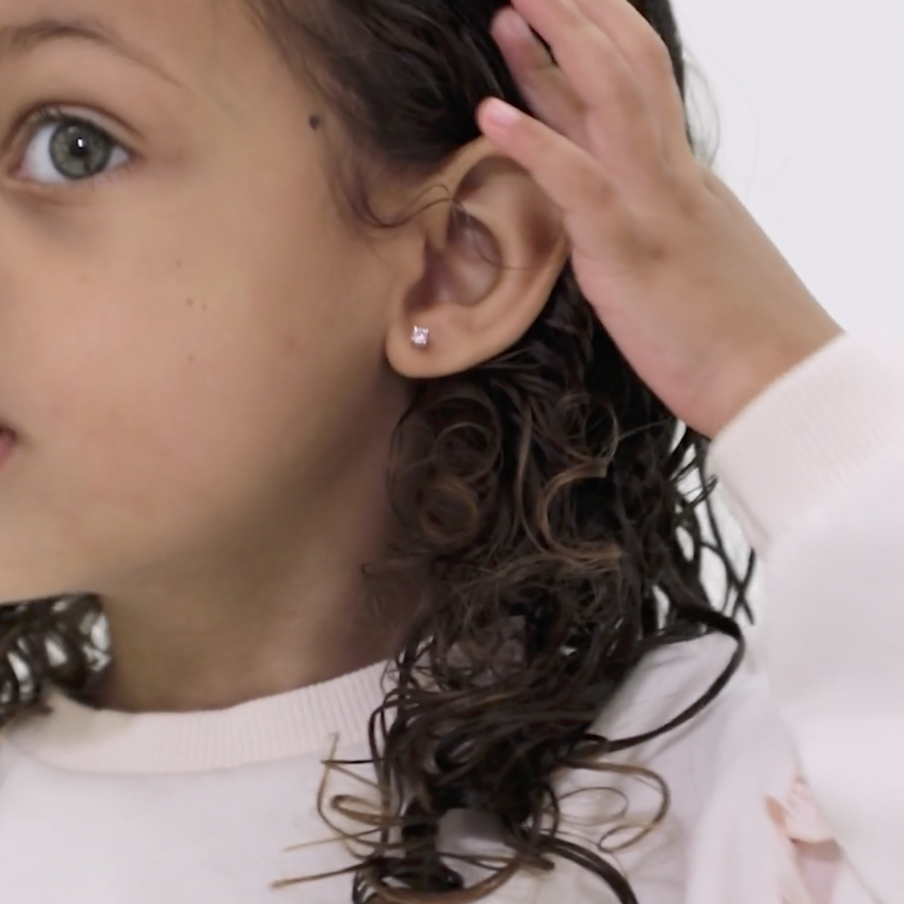 thumbnail video image 2 of 925 Sterling Silver 3mm CZ Round Screw Back Earrings for Infants &Toddlers, 2 of 8