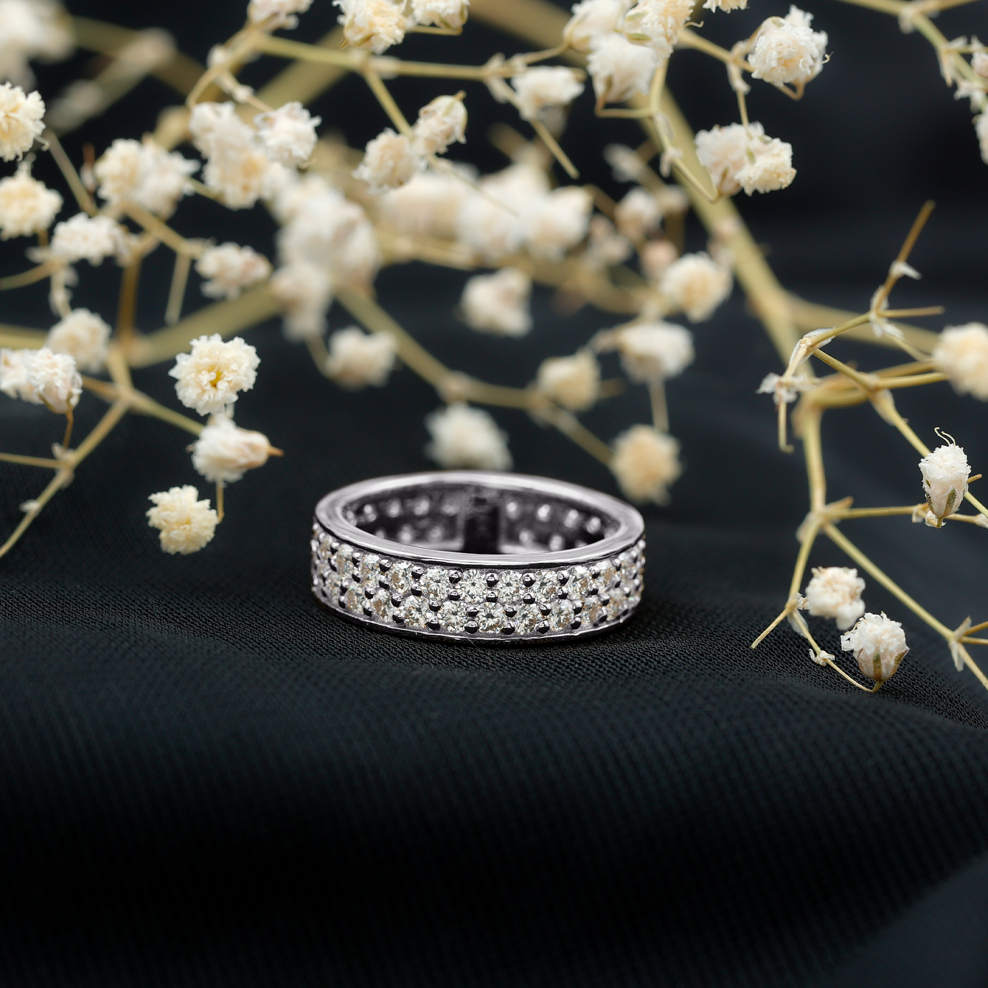 thumbnail video image 2 of Rosec Jewels Certified Moissanite Wedding Band Ring - Eternity Band - D-VS1 Quality, 18K Yellow Gold, US 9.50, 2 of 7