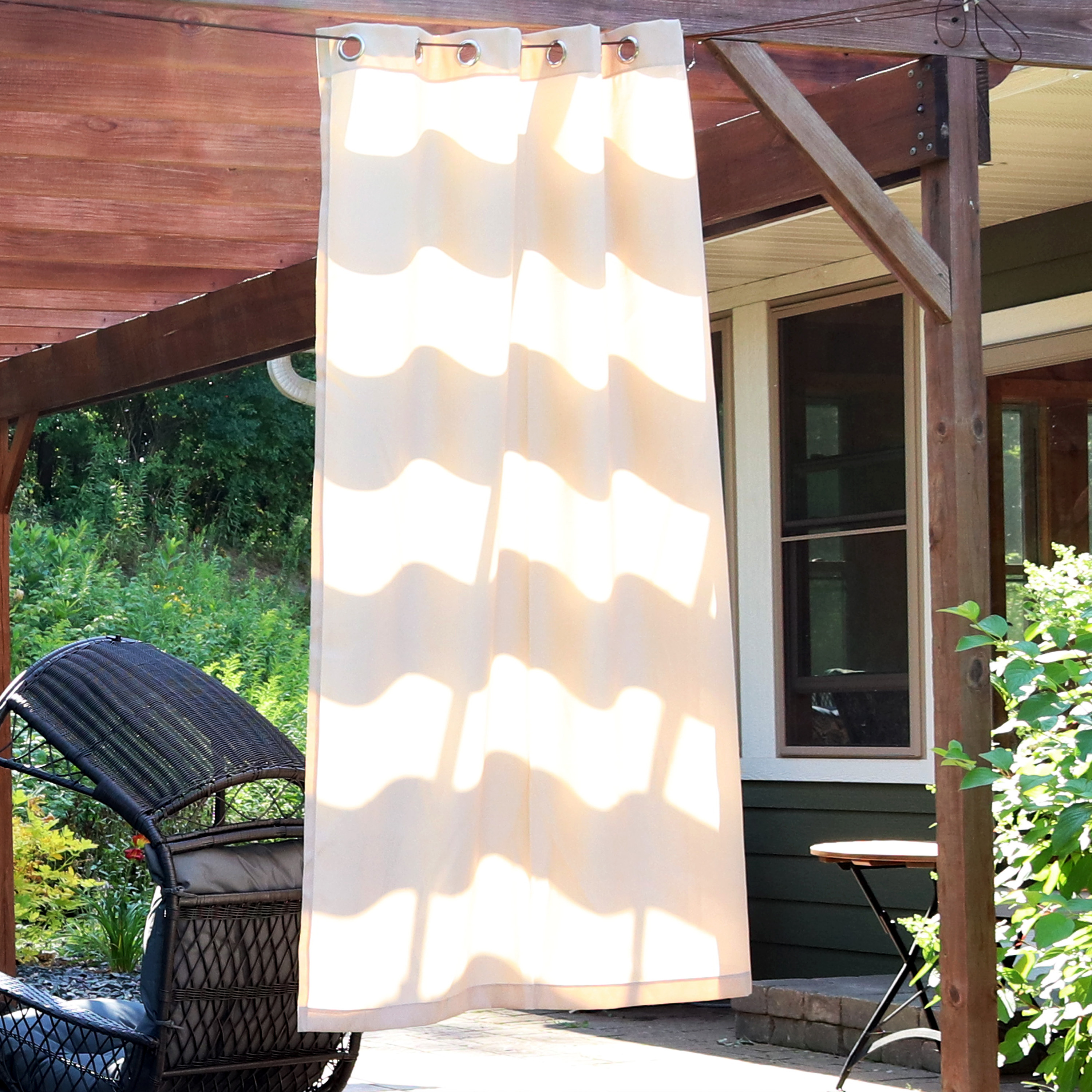 thumbnail video image 2 of Sunnydaze Modern Blue Solid Light-Filtering Indoor or Outdoor Curtain, 52" x 120" (1 Panel), 2 of 12
