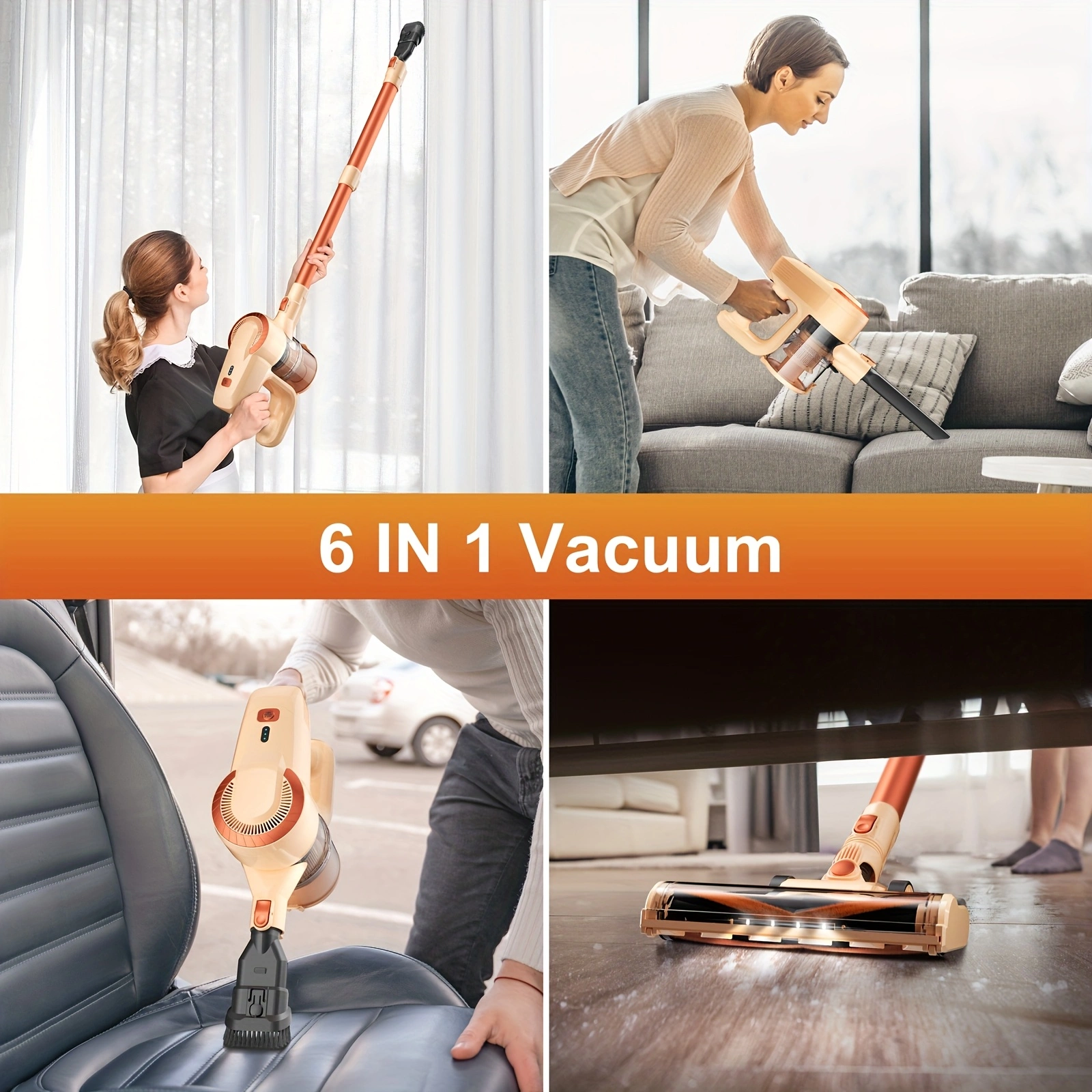 thumbnail video image 2 of Homadio Cordless Stick Vacuum Cleaner, Lightweight Vacuum with 2000mAh Battery & LED Brush for Hardwood Floor, Carpet, Pet Hair, 2 of 11