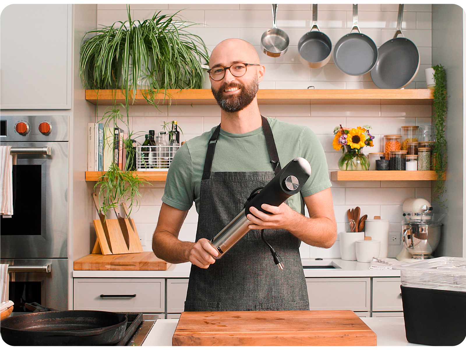 thumbnail video image 2 of Greater Goods Kitchen Cooking Sous Vide , Immersion Circulator w Brushless Motor (Stone Blue) 100W, 2 of 7