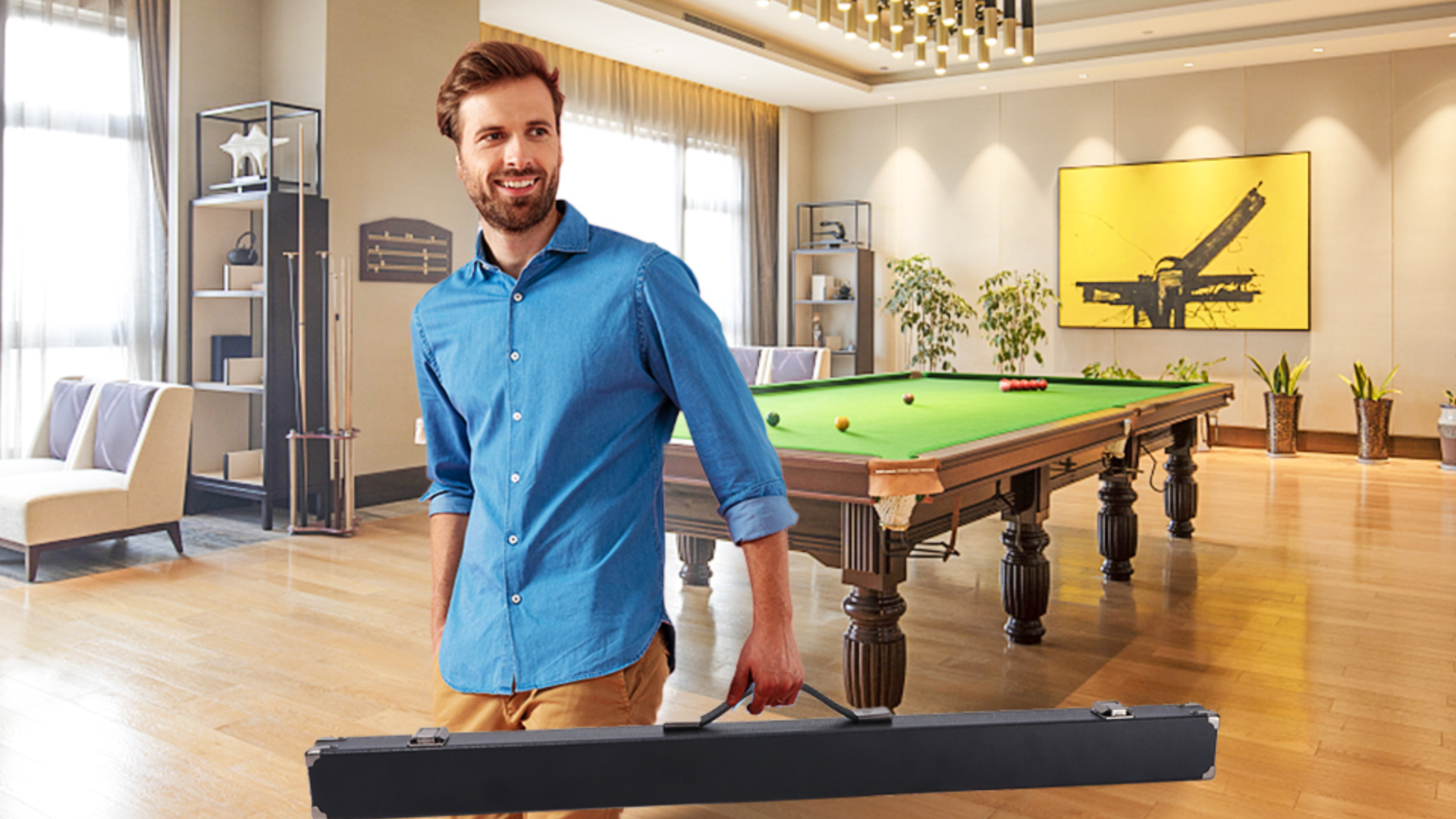 thumbnail video image 2 of GSE Games & Sports Expert 32" Red Billiard Pool Cue Hard Box. Hard Leatherette Billiard Pool Cue Case for 2-Piece Pool Cue Stick, 2 of 8