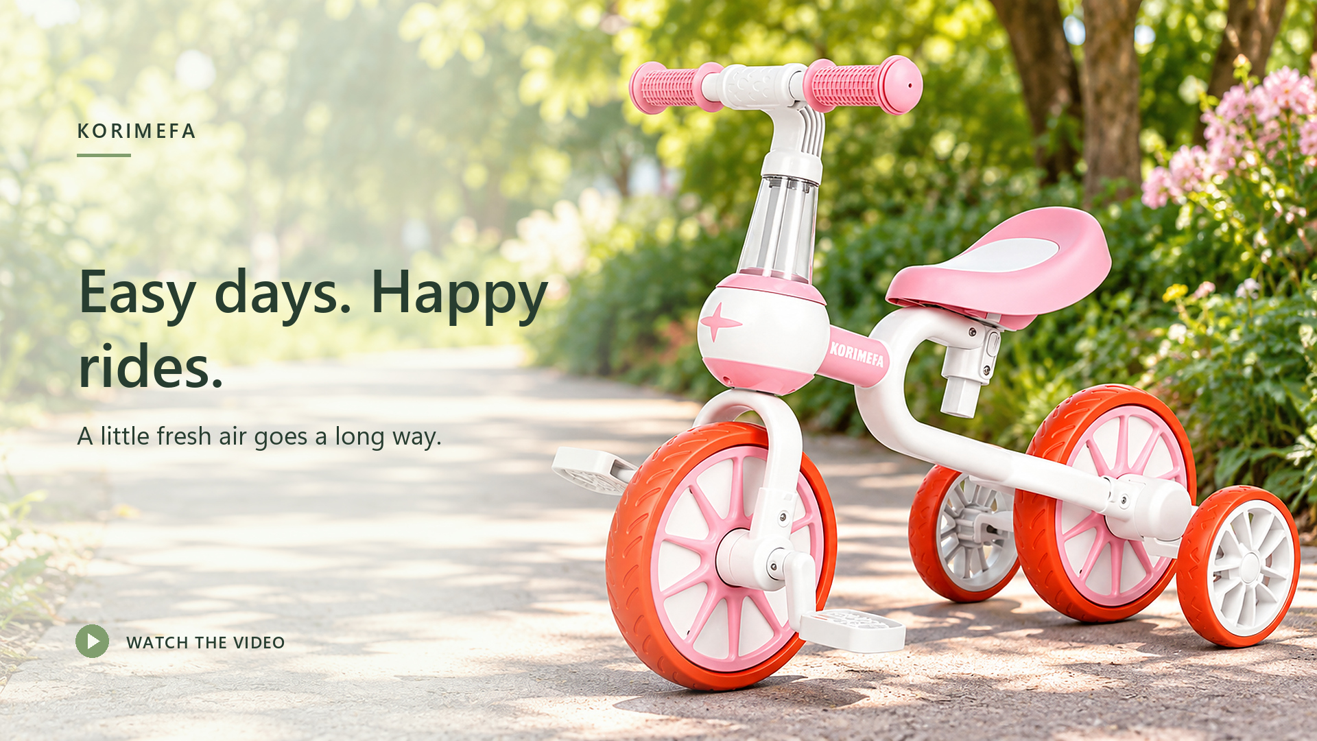 thumbnail video image 2 of KORIMEFA 4 in 1 Toddler Tricycle for Ages 1-4 Boy Girl, Toddler Bike with Training wheels, Kids Trikes for Balance Training Baby Bike Infant Trike, Pink, 2 of 15