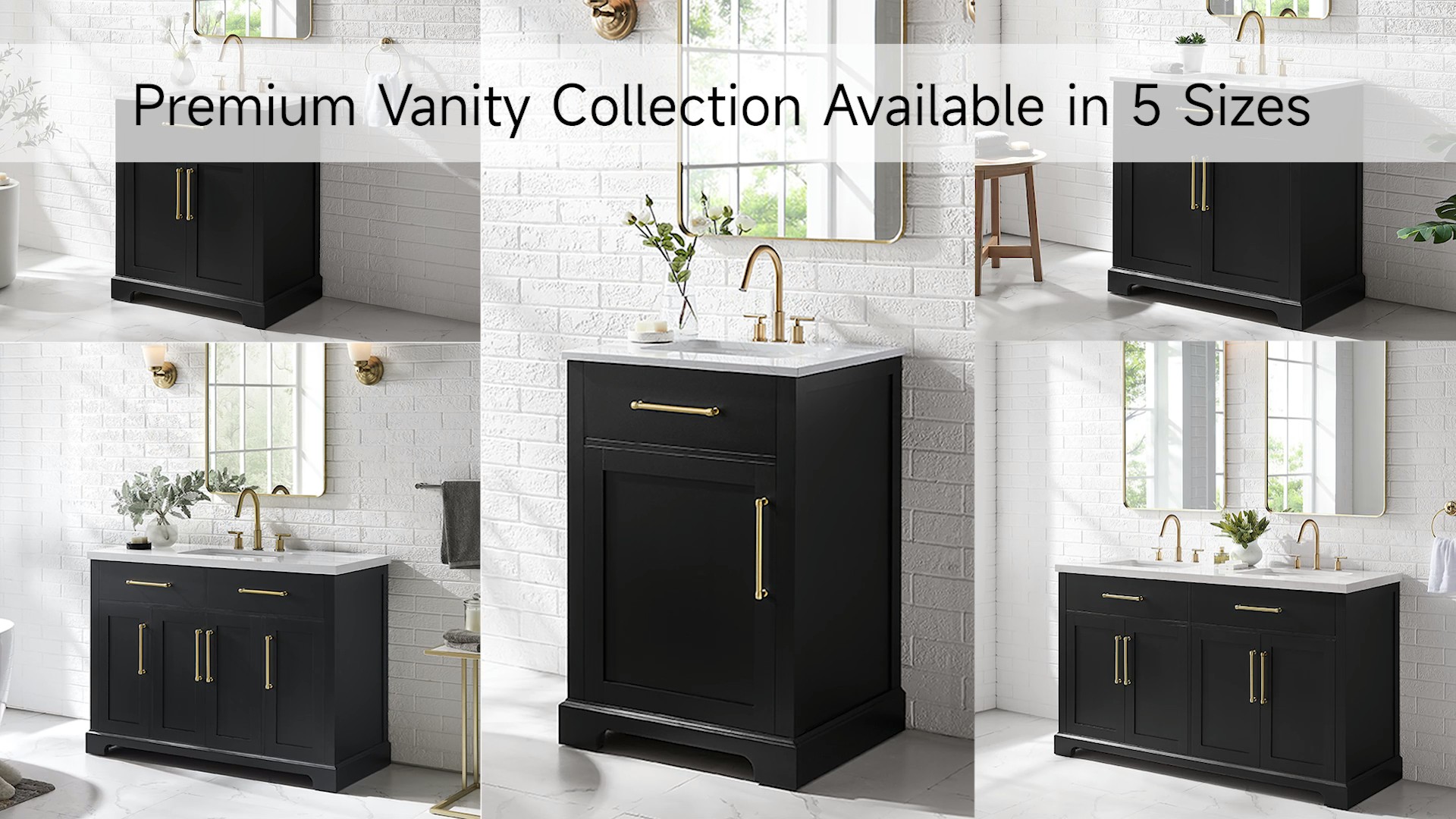 thumbnail video image 2 of BridgePoint Home Clara 24" Single Sink Bathroom Vanity in Black with White Stone Top, 2 of 17