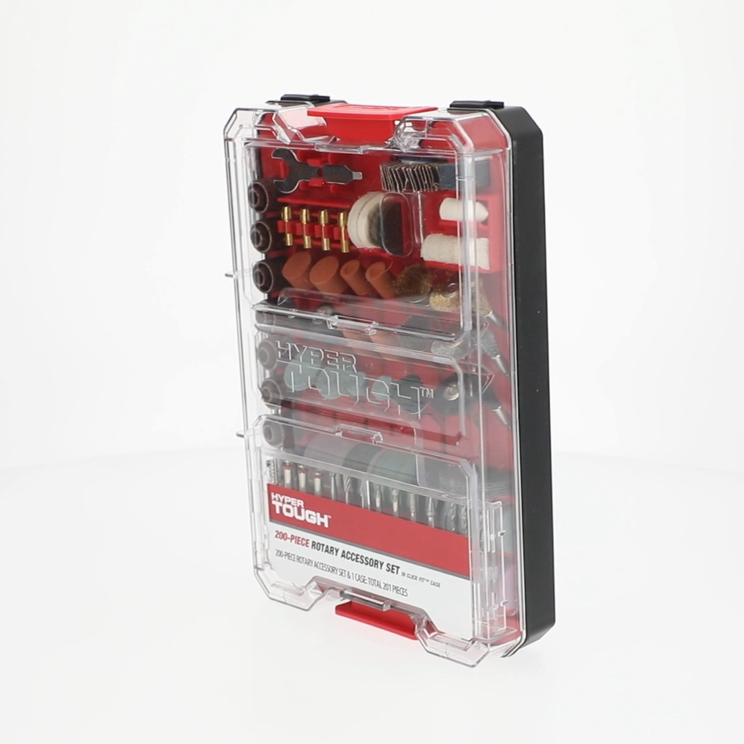 Hyper Tough Rotary Accessory Kit 200 Pieces in Click Fit Case for