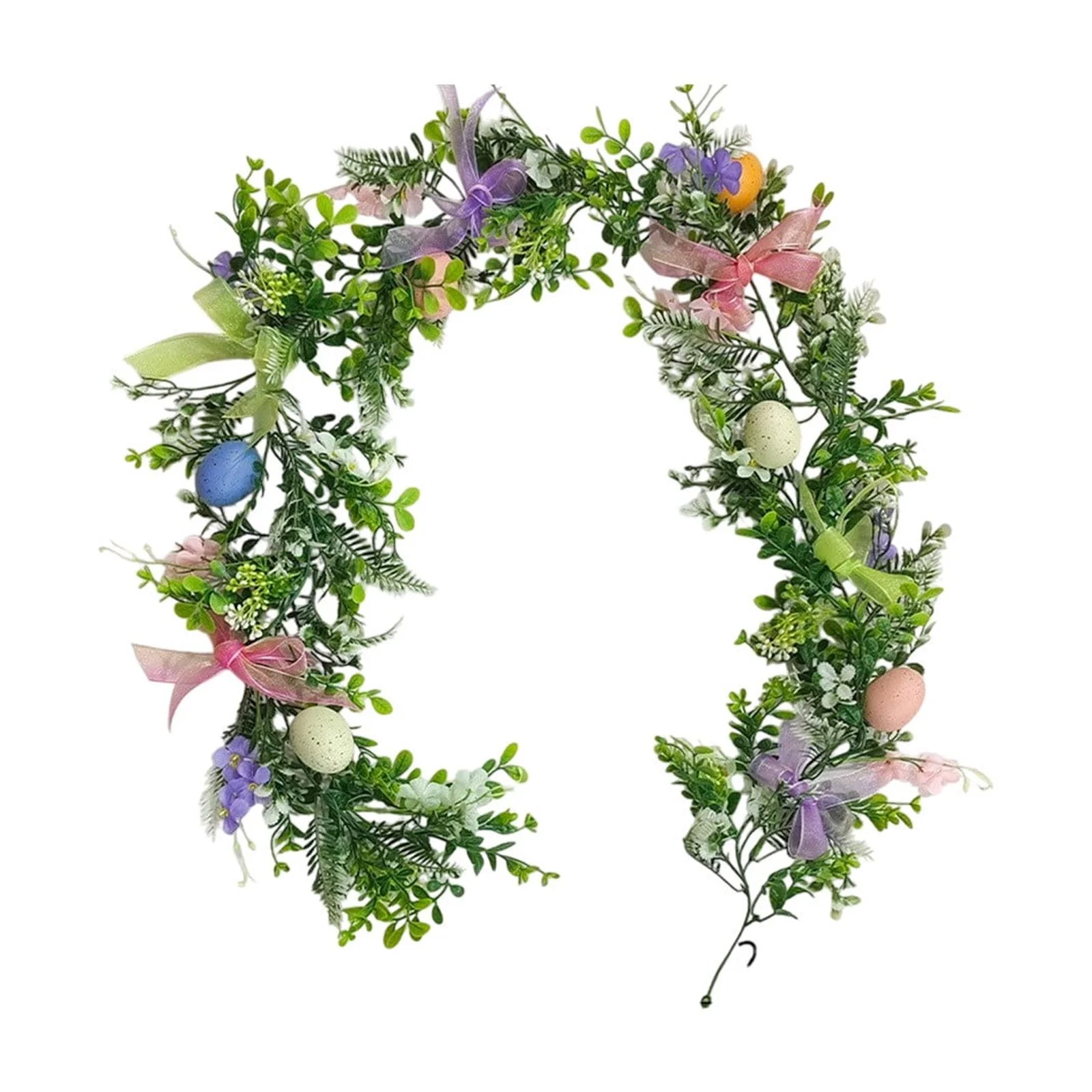 thumbnail video image 2 of Easter Decorative Vine Garland with Colorful Eggs and Spring Foliage Measures 5.9 to 6.1feet for Versatile Door Wall or Home Holiday Party Decor, 2 of 10