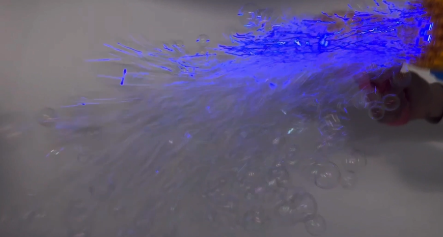 thumbnail video image 2 of 60-Hole Bubble Gun Bubble Machine with Colorful Lighting, Bubble Blower Bubble Blaster Bubble Maker with Bubble Solution, Gifts for Boys Girls Birthday Wedding Party, 2 of 7