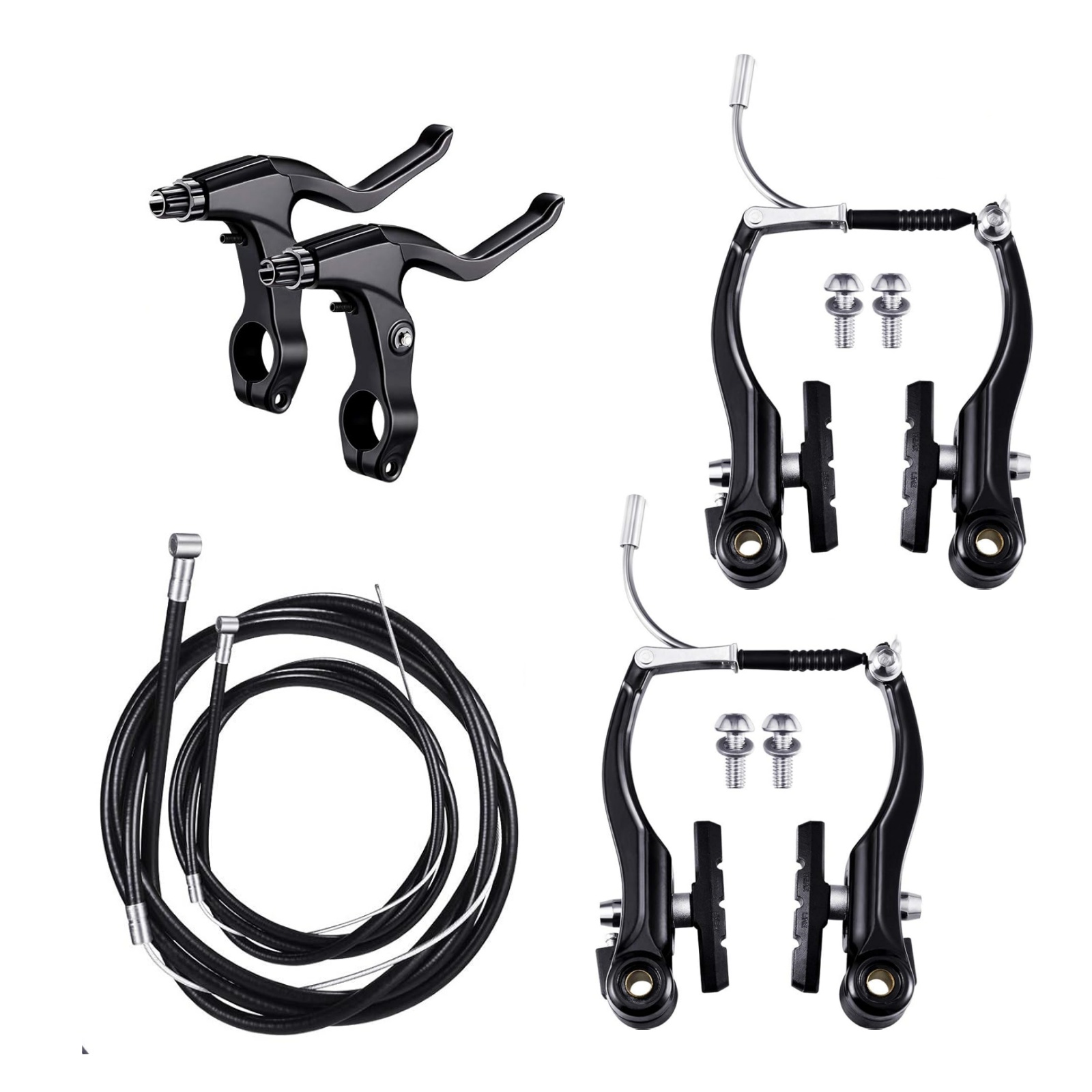 thumbnail video image 2 of Universial Bike Brake Set Front Rear MTB Brake BMX Bike + Cables Lever Kit Callipers Levers Cables, 2 of 7