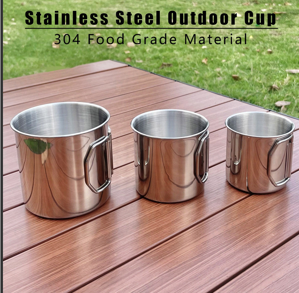 Camping Campfire Mug With Handle, Folding Big Stainless Steel Cup 4 - View #4