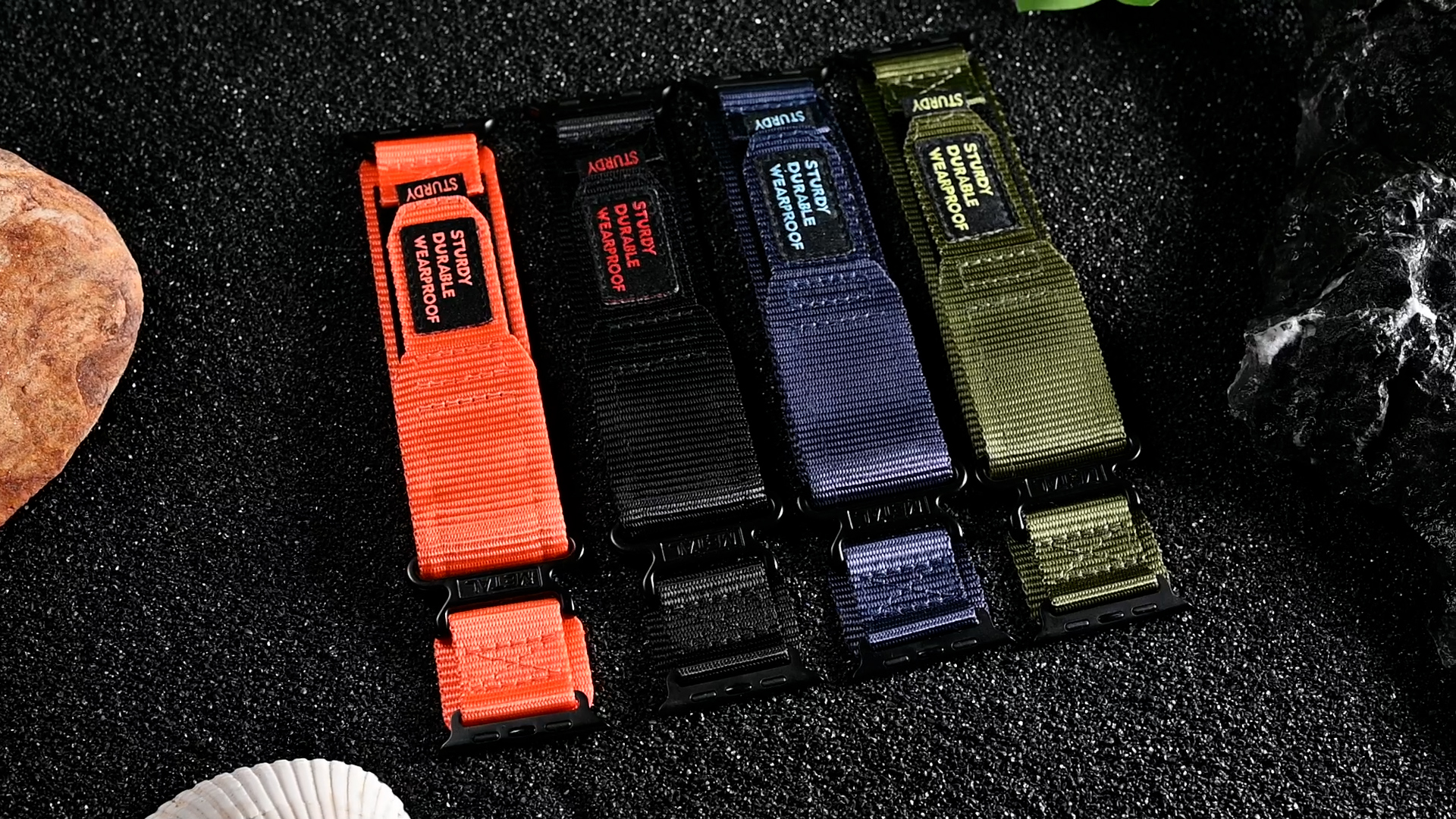 thumbnail video image 2 of Watch Band Compatible with Apple Watch 49mm 45mm 44mm 42mm, Rugged Nylon Sports Straps for iWatch Ultra 2/Ultra Series 9/8/7/6/5/4/3/2/1/SE Men Women, 2 of 8