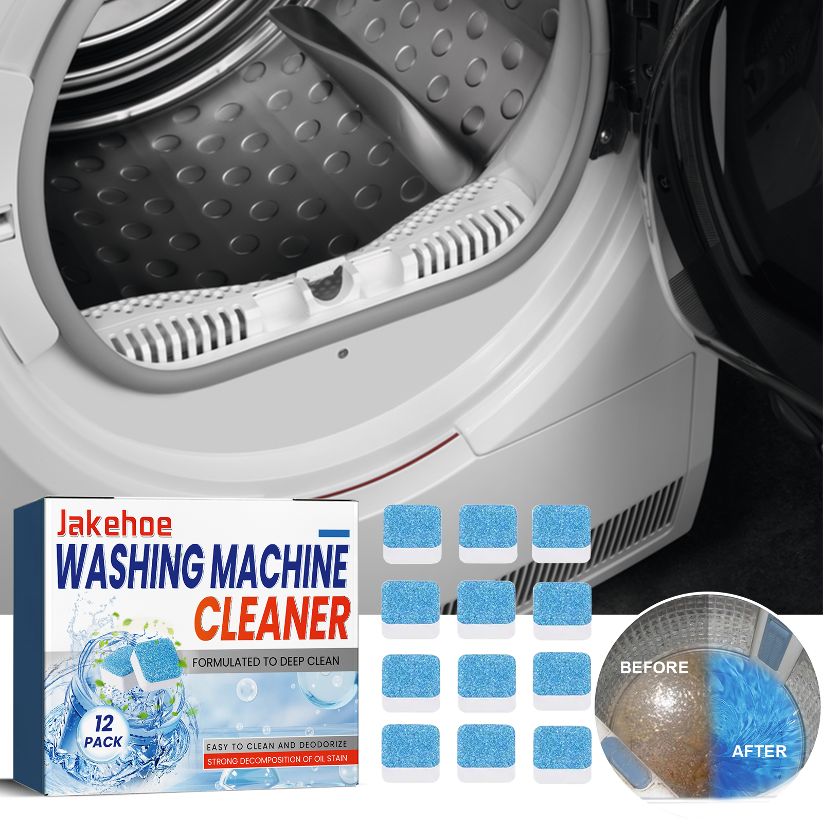thumbnail video image 2 of Washing Machine Cleaner Tablets, Washer Cleaner for High-Efficiency He Washers Top Load, Deep Cleaning Supply for Laundry Washer, Front & Top Load Washer, 2 of 11