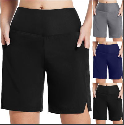 thumbnail video image 2 of DondPO Swim Shorts Women Womens Swimsuits Suit Shorts Waisted Swim Drawstring Bottoms Swimsuit High Boy Shorts Pocket Sports Yoga Shorts Swimbottom With Built In Leggings Swim Pants Swim Trunks Navy L, 2 of 9