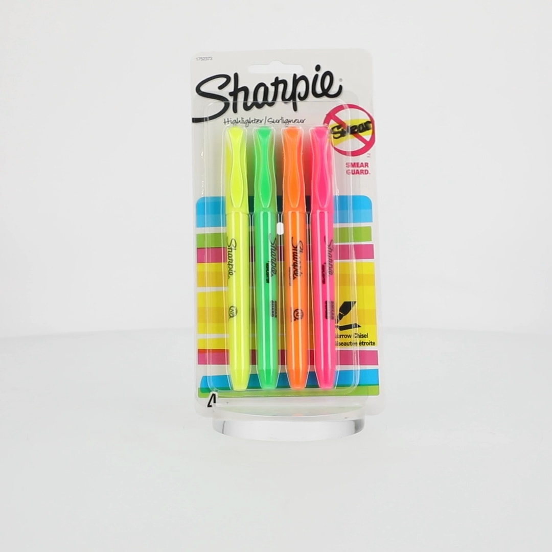 Sharpie Pocket Style Highlighters, 4-Pack, Chisel Tip, Assorted