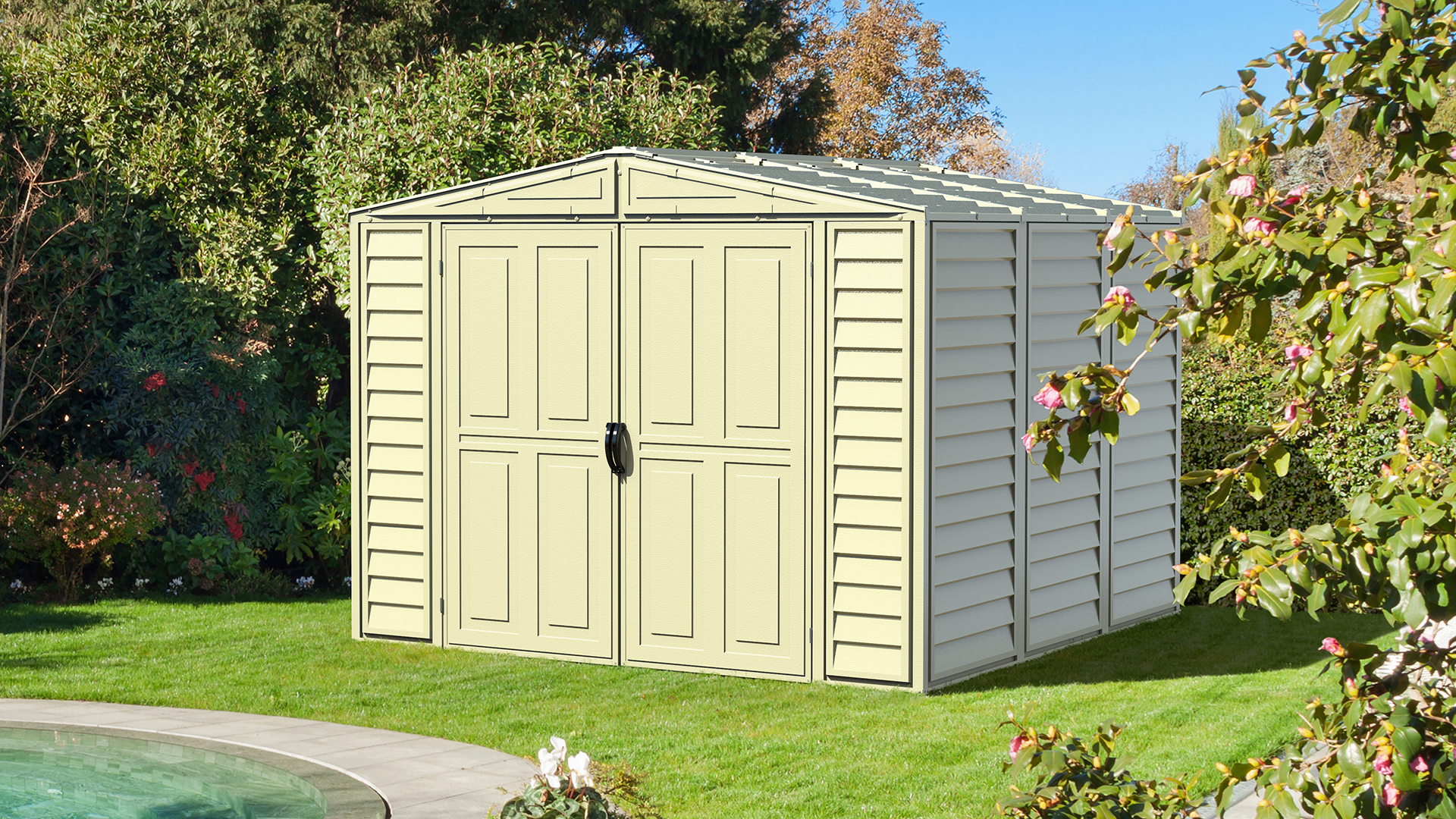 thumbnail video image 2 of Duramax 8x8 DuraMate Outdoor Storage Shed with Foundation Kit, 2 of 17