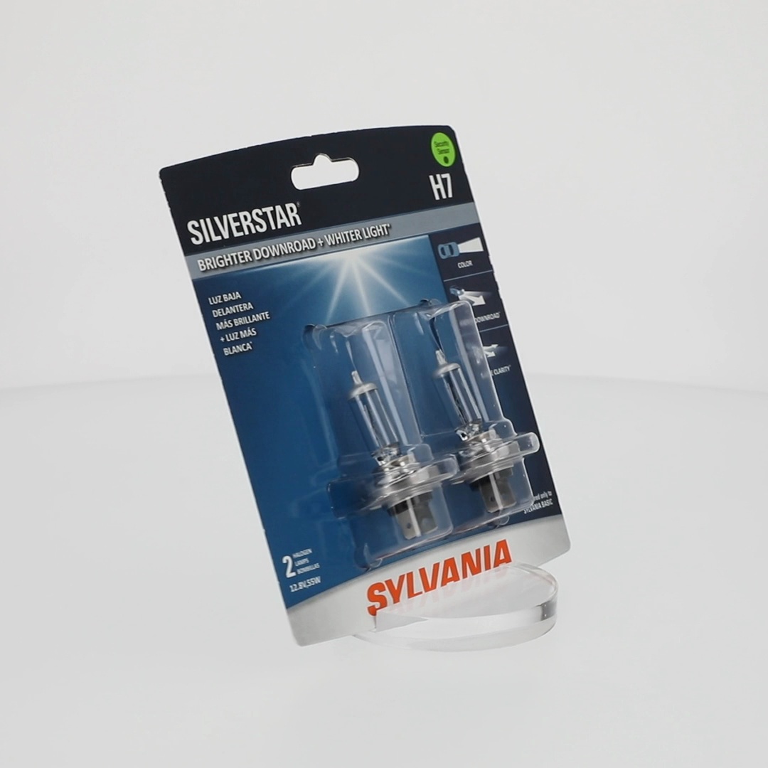 thumbnail interactive-video image 1 of Sylvania H7 SilverStar ULTRA Halogen Bulbs – 4100K Warm White, 55W, 1800 Lumens, Road Legal, DOT Approved, 2-Pack 1 of 2