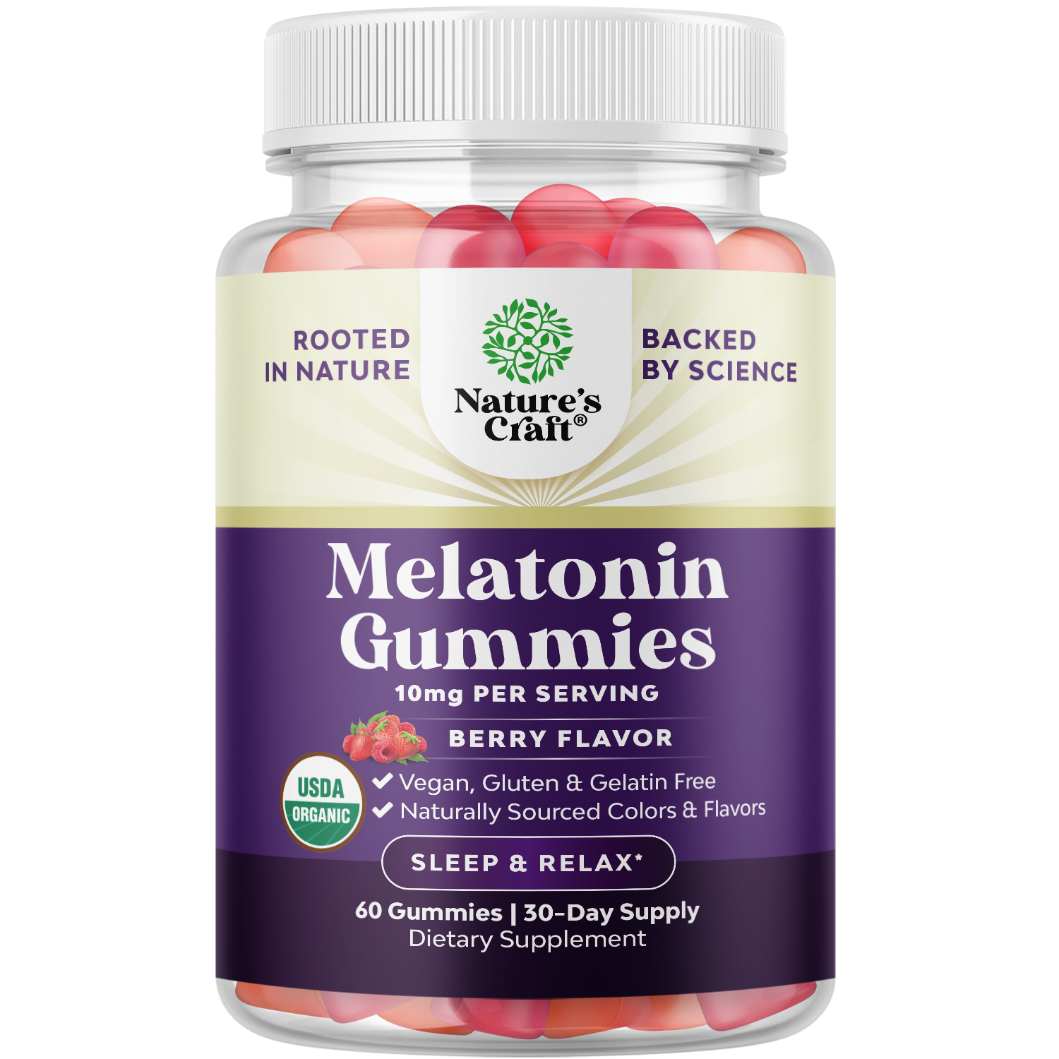 thumbnail video image 2 of Natures Craft Organic Melatonin Gummies 10mg Sleep Aid Supplement for Better Sleep, 60 Capsules, 2 of 9