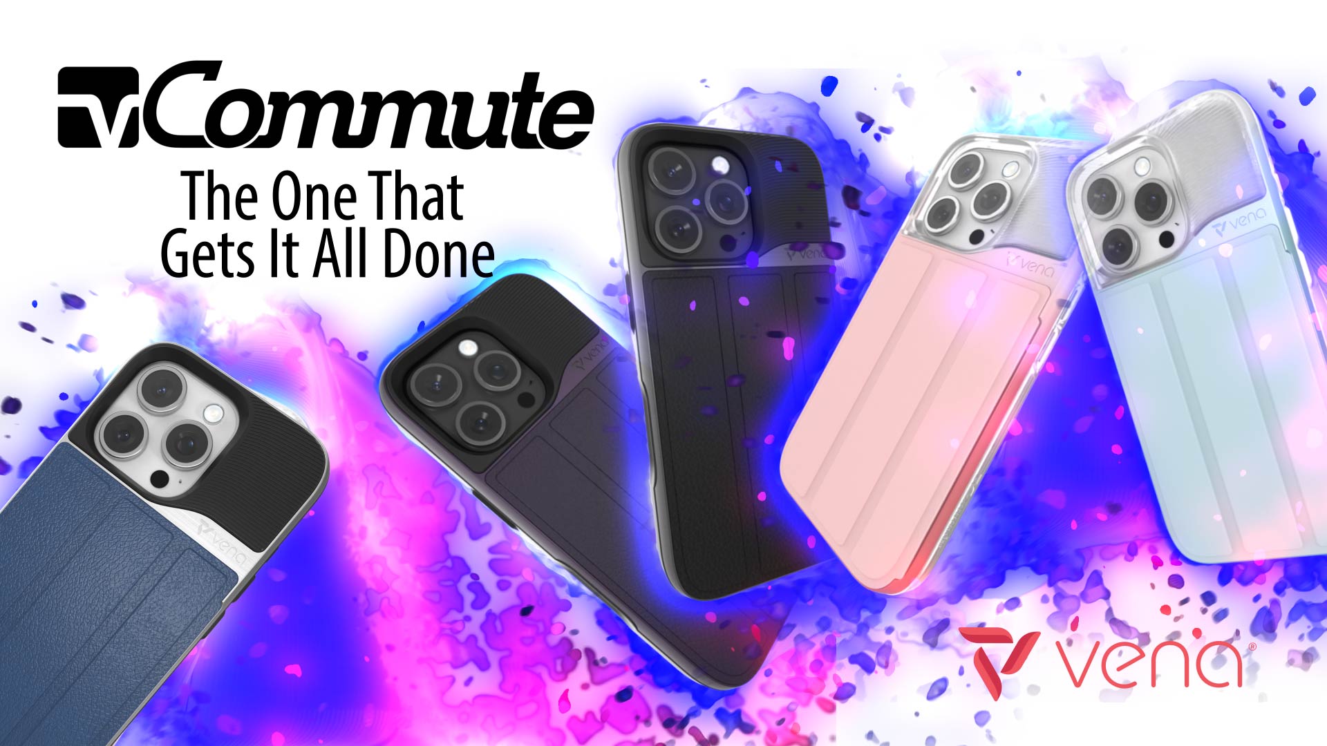 thumbnail video image 2 of VENA vCommute Wallet Case Compatible with Apple iPhone 15 Pro (6.1"), (Military Grade Drop Protection) Flip Leather Cover Card Slot Holder with Kickstand - Deep Purple / Black, 2 of 10