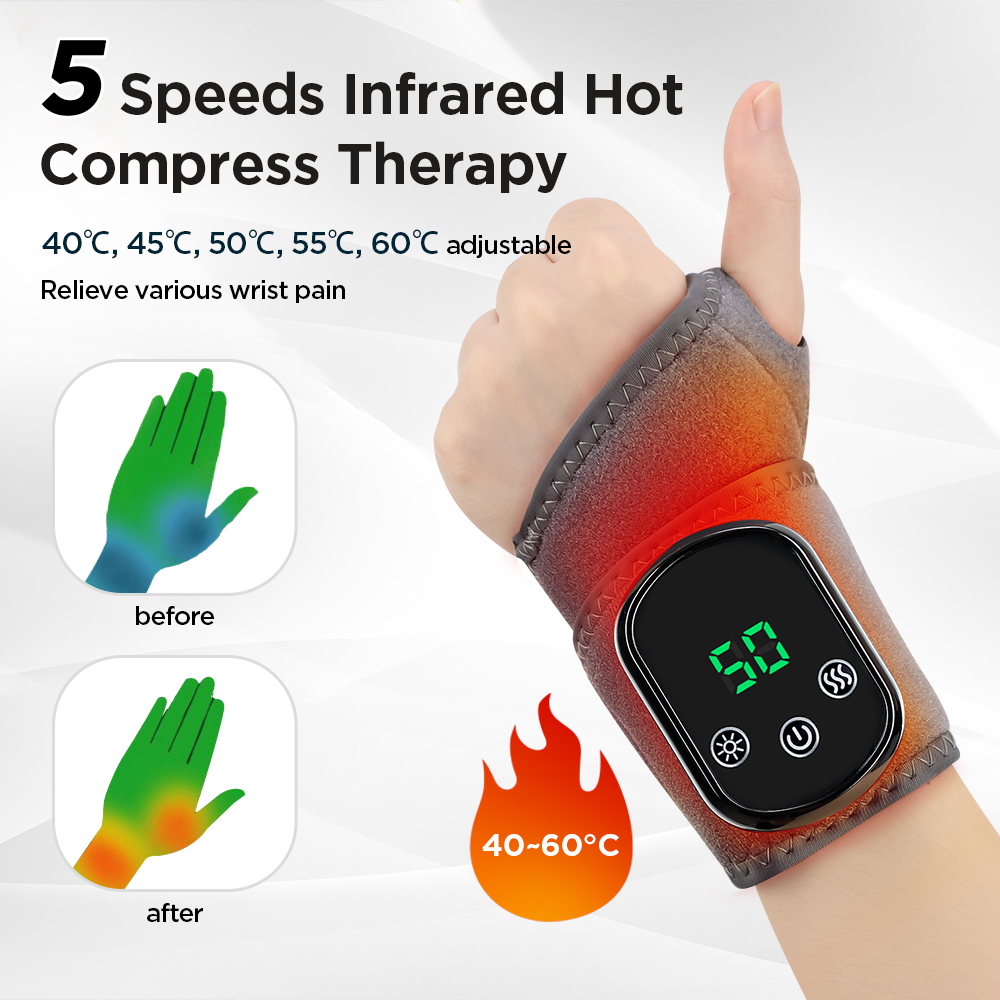 thumbnail video image 2 of Wrist Heating Brace, Rechargeable Cordless Heating Wrist Wrap with Heat and Vibration, Portable Hand Wrap Brace to Keep Wrist Warmers Carpal Tunnel Relief Hand Massager, 2 of 11