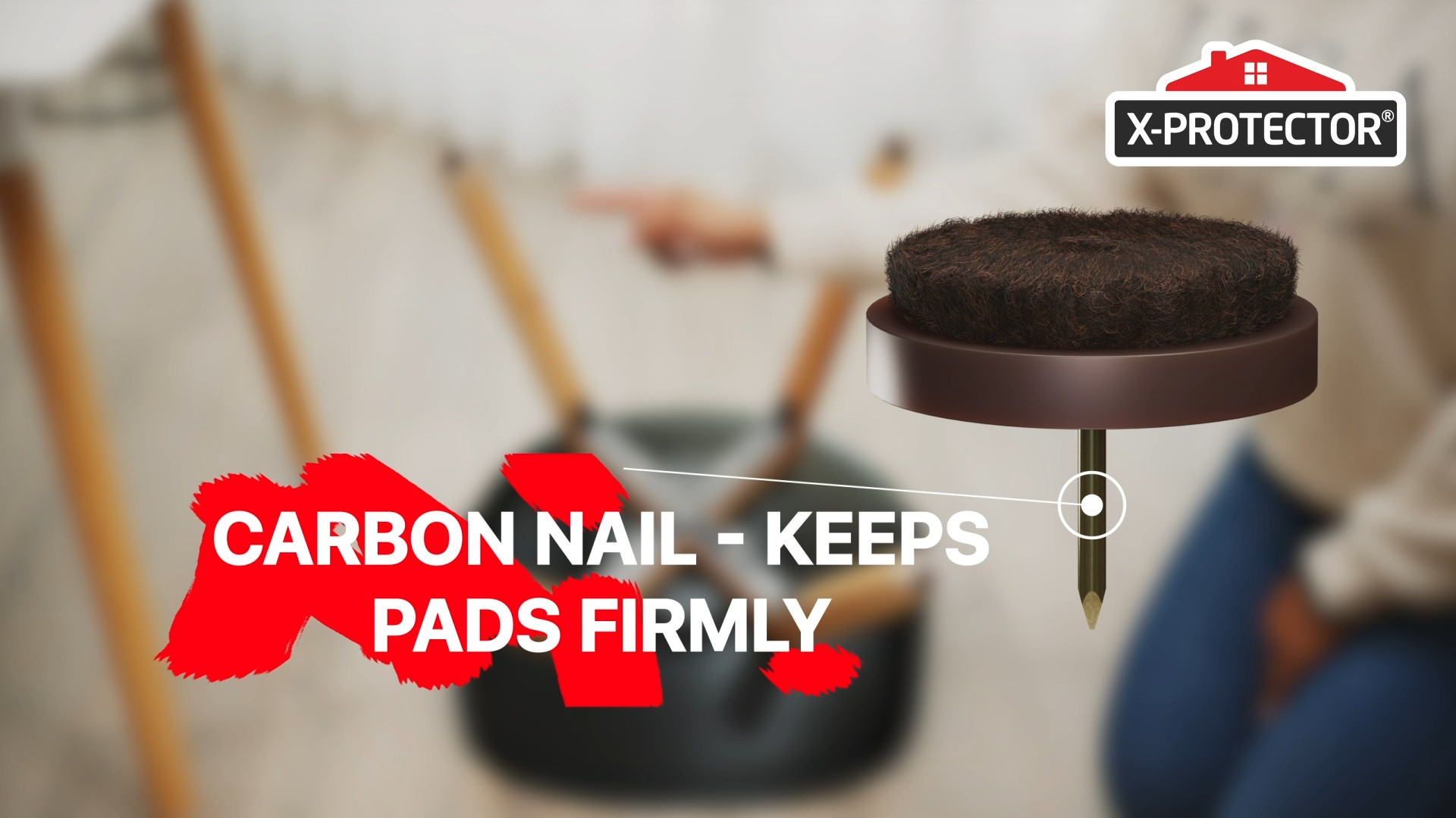 thumbnail video image 2 of X-PROTECTOR Nail-On Felt Pads - 40 PCS 0.8” Brown Chair Leg Protectors - Ideal for Hardwood Floors, 2 of 7