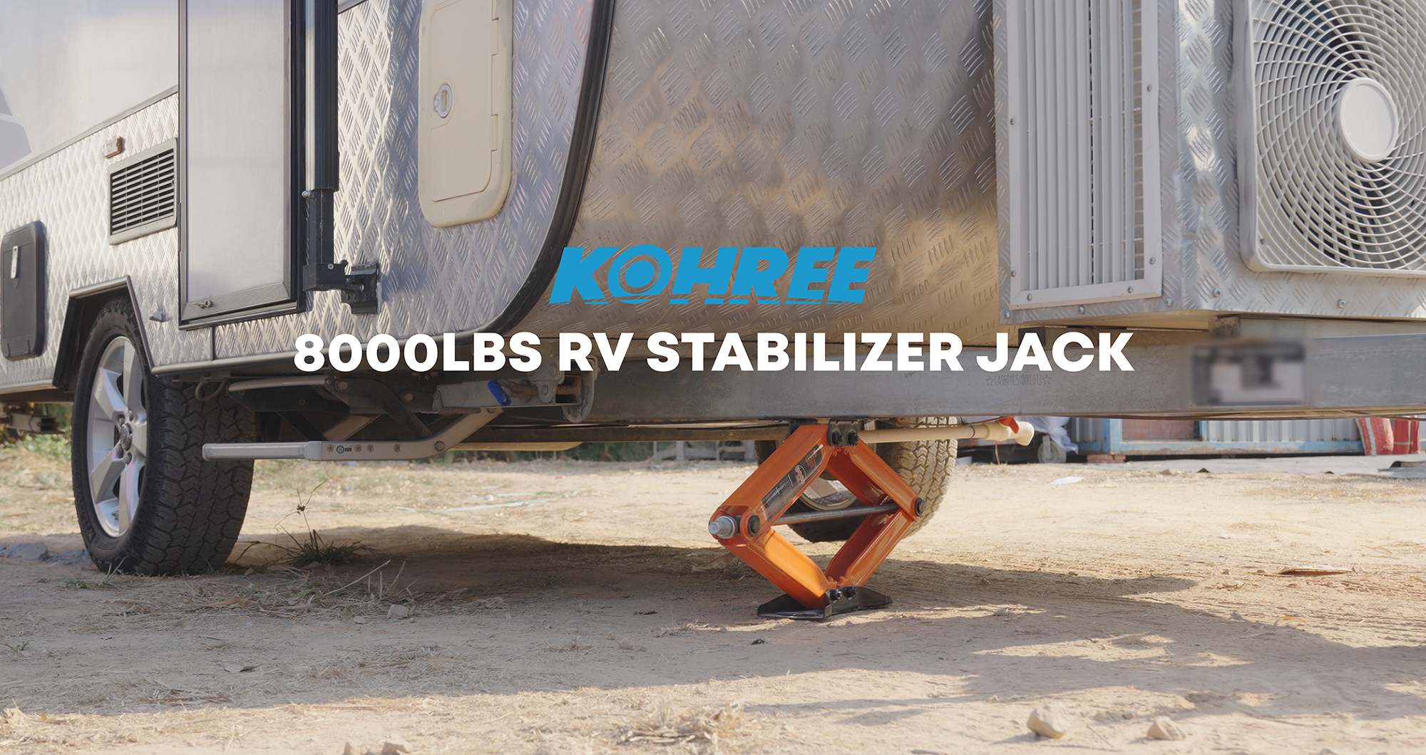 thumbnail video image 2 of Kohree 2-Pack 8000lbs RV Scissor Jacks,Heavy Duty RV Trailer Camper Stabilizer Leveling with Crank Handle & Drill Bit,4-24" Adjustable Height,Orange, 2 of 10