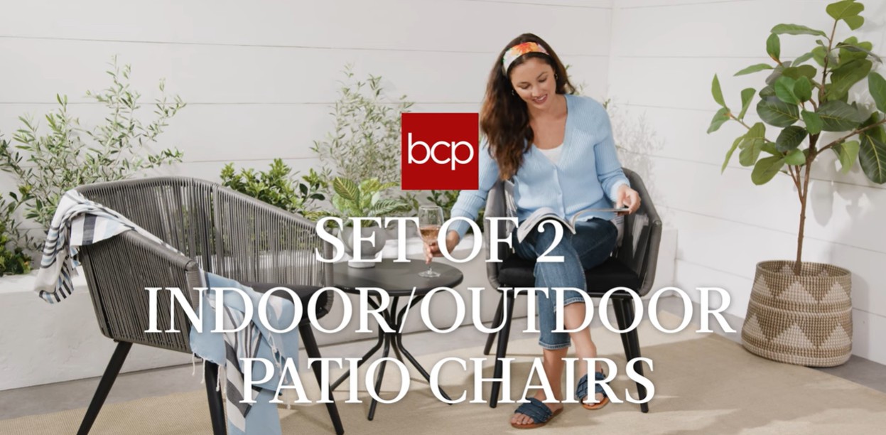 thumbnail video image 2 of Best Choice Products Set of 2 Outdoor Patio Dining Chairs Woven Wicker Seating 250lb Capacity - Black/Ivory, 2 of 8