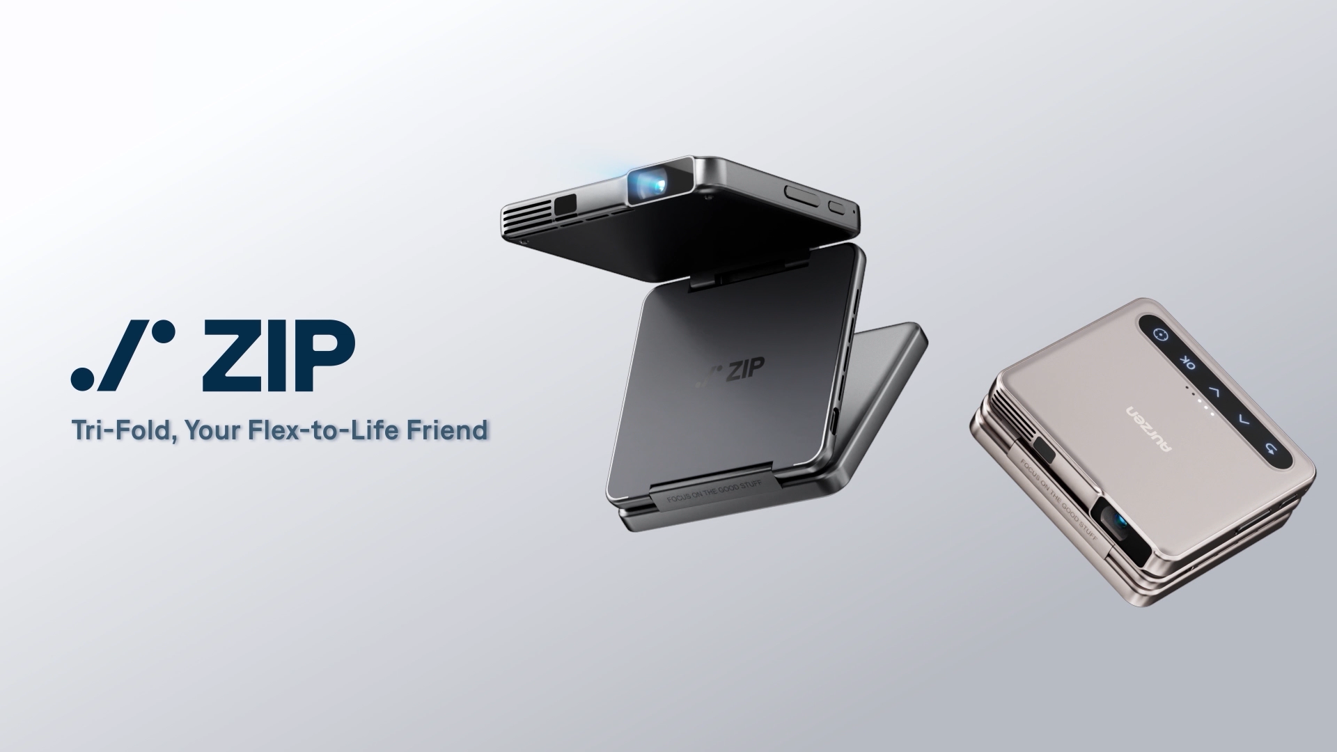 Aurzen ZIP Tri-Fold Portable Mini DLP Projector, Pocket-Sized