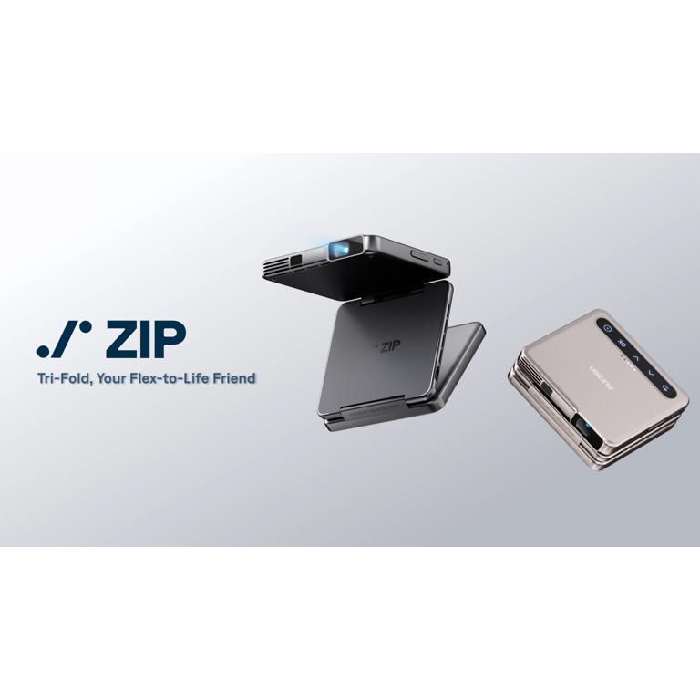 Aurzen ZIP Tri-Fold Portable Mini DLP Projector, Pocket-Sized